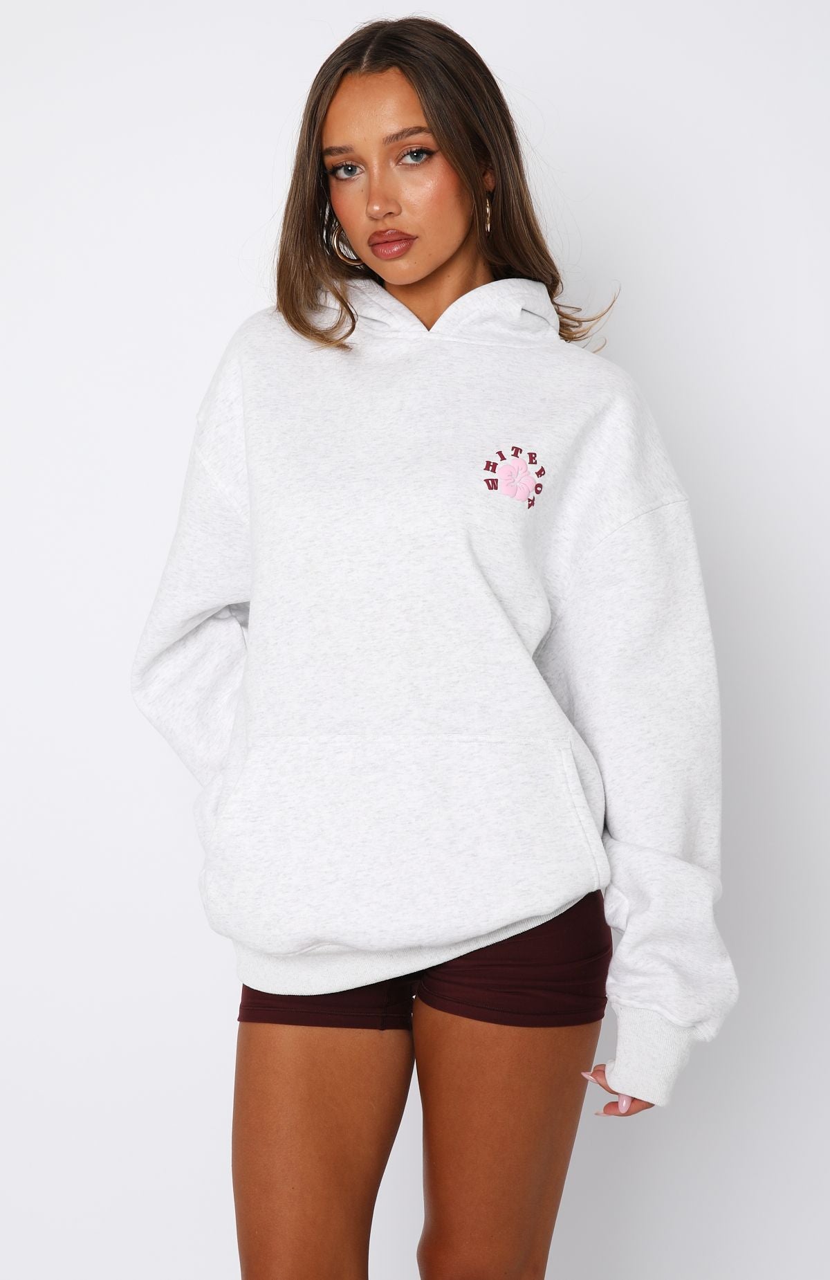 Keep Blooming Oversized Hoodie Grey Marle - Image 2