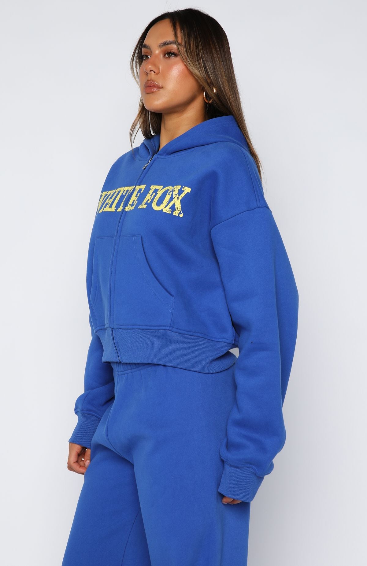 Brand New Start Boxy Zip Front Hoodie Electric Blue - Image 3