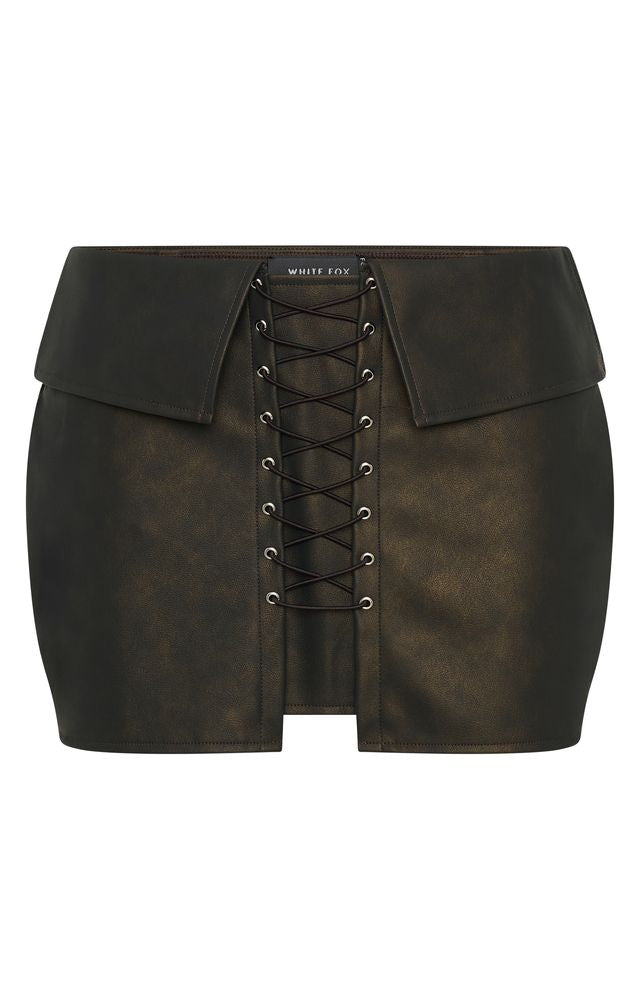 Falling Star PU Mini Skirt Chocolate - Image 6