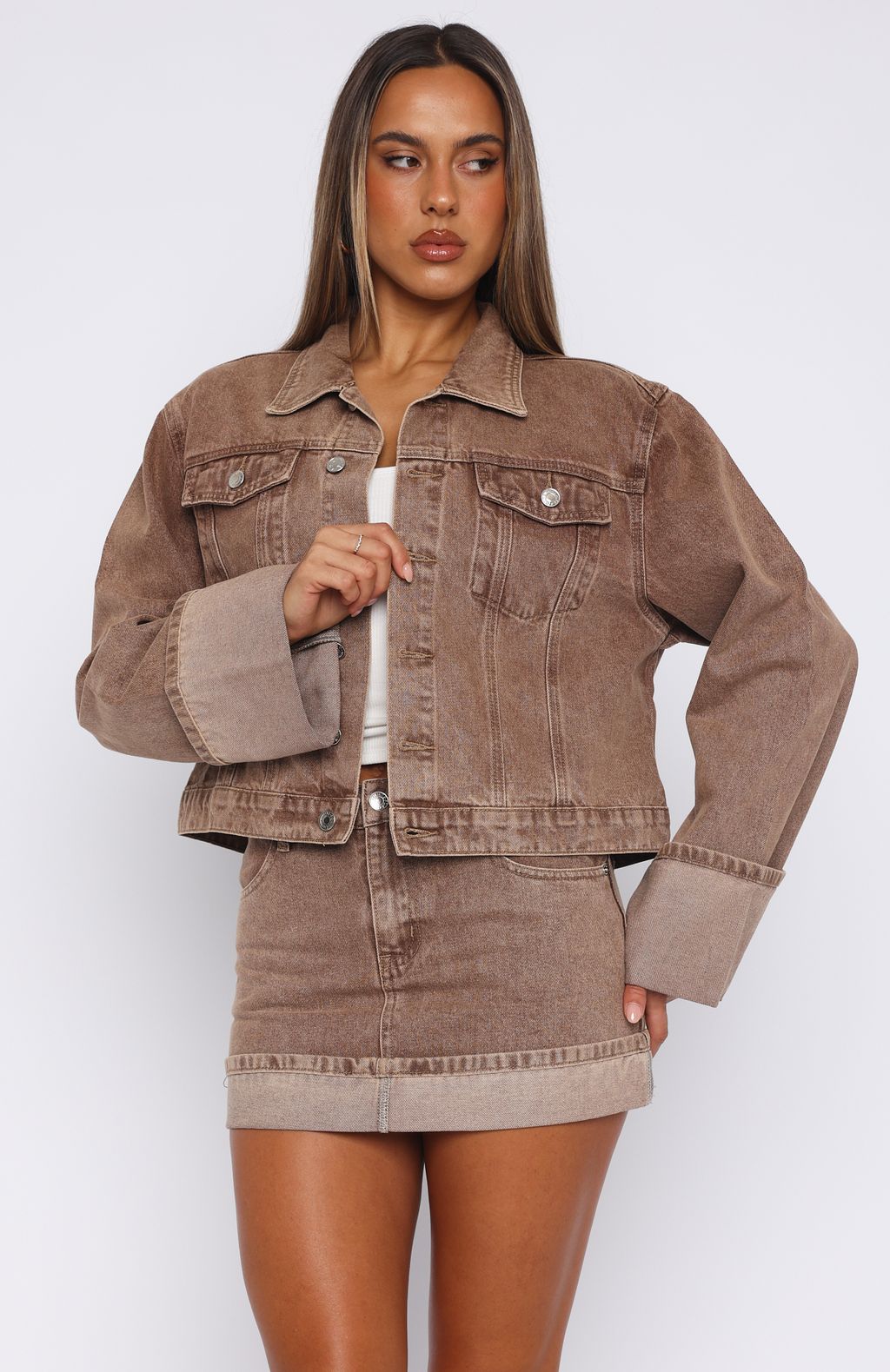 Charlotte Denim Jacket Tan Wash - Image 2