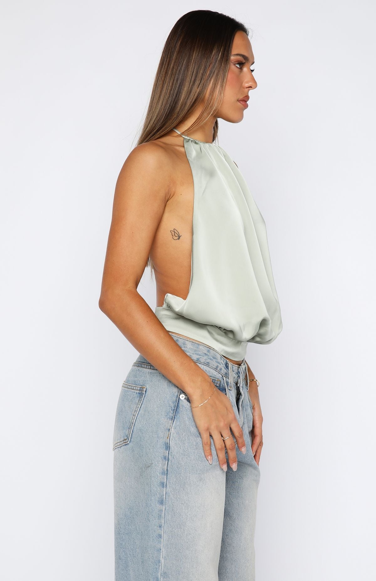 What Was I Thinking Halter Top Sage - Image 3