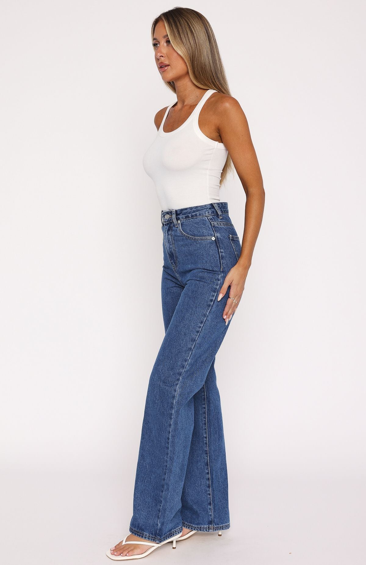 Long Way To Go High Rise Straight Leg Jeans Cobalt Blue Wash - Image 3