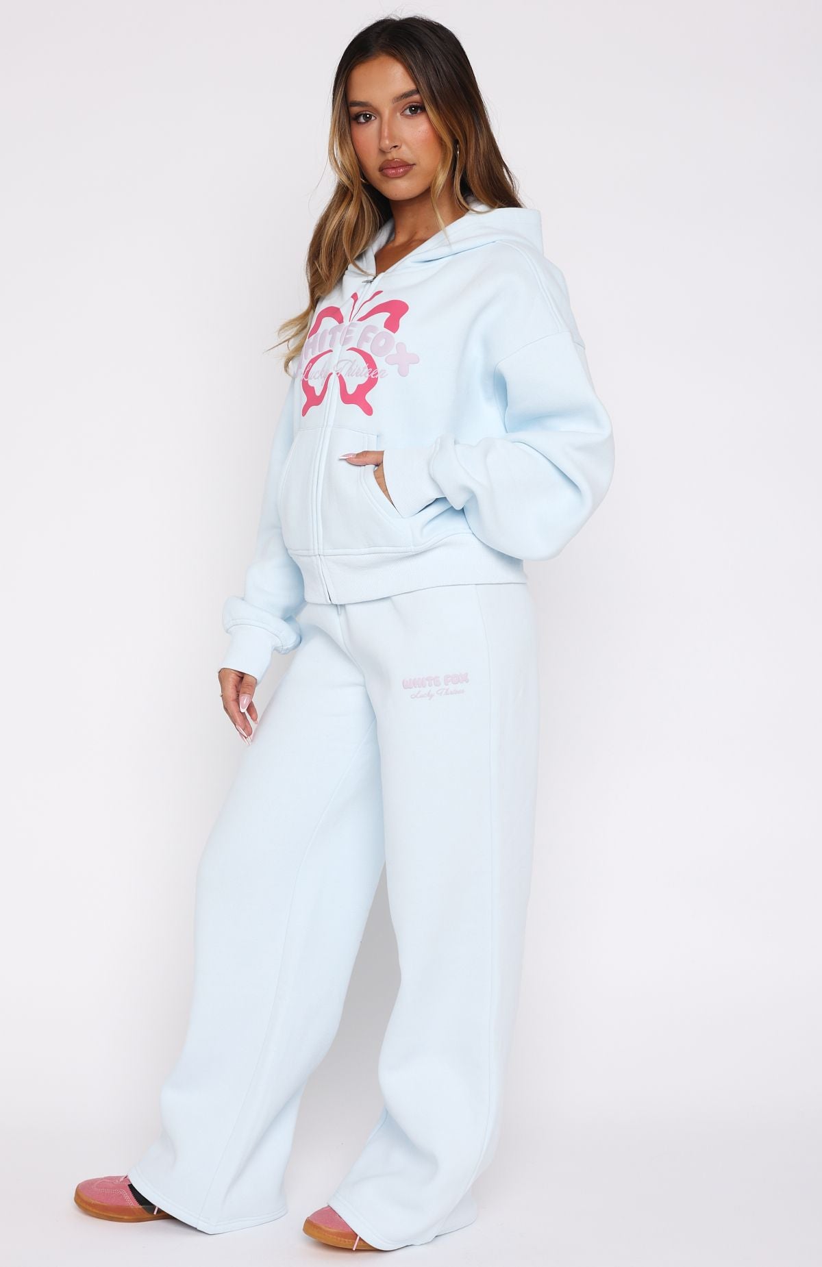 Lucky Thirteen Audrina Wide Leg Sweatpants Blue - Image 3