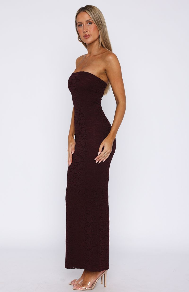 Mad Love Strapless Maxi Dress Burgundy - Image 3