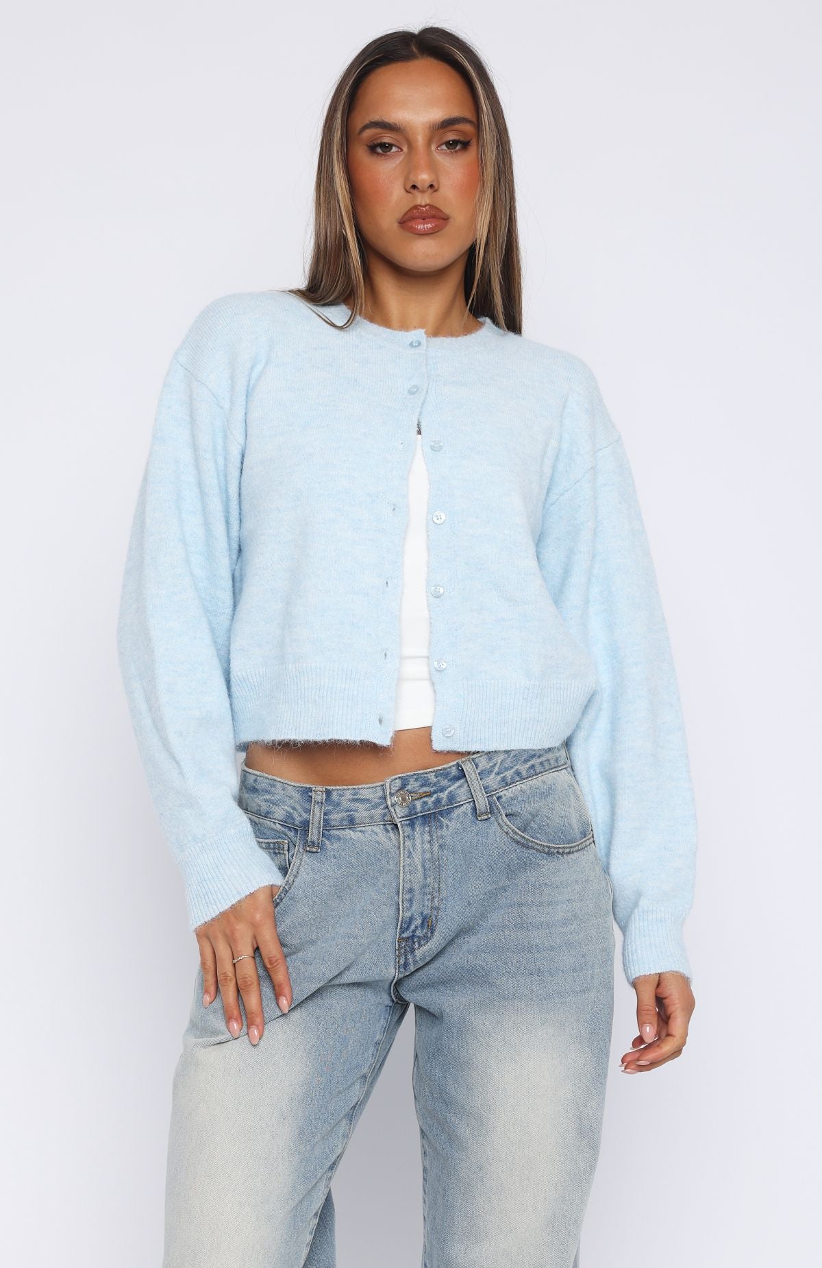 Warm Whispers Knit Cardigan Baby Blue - Image 2