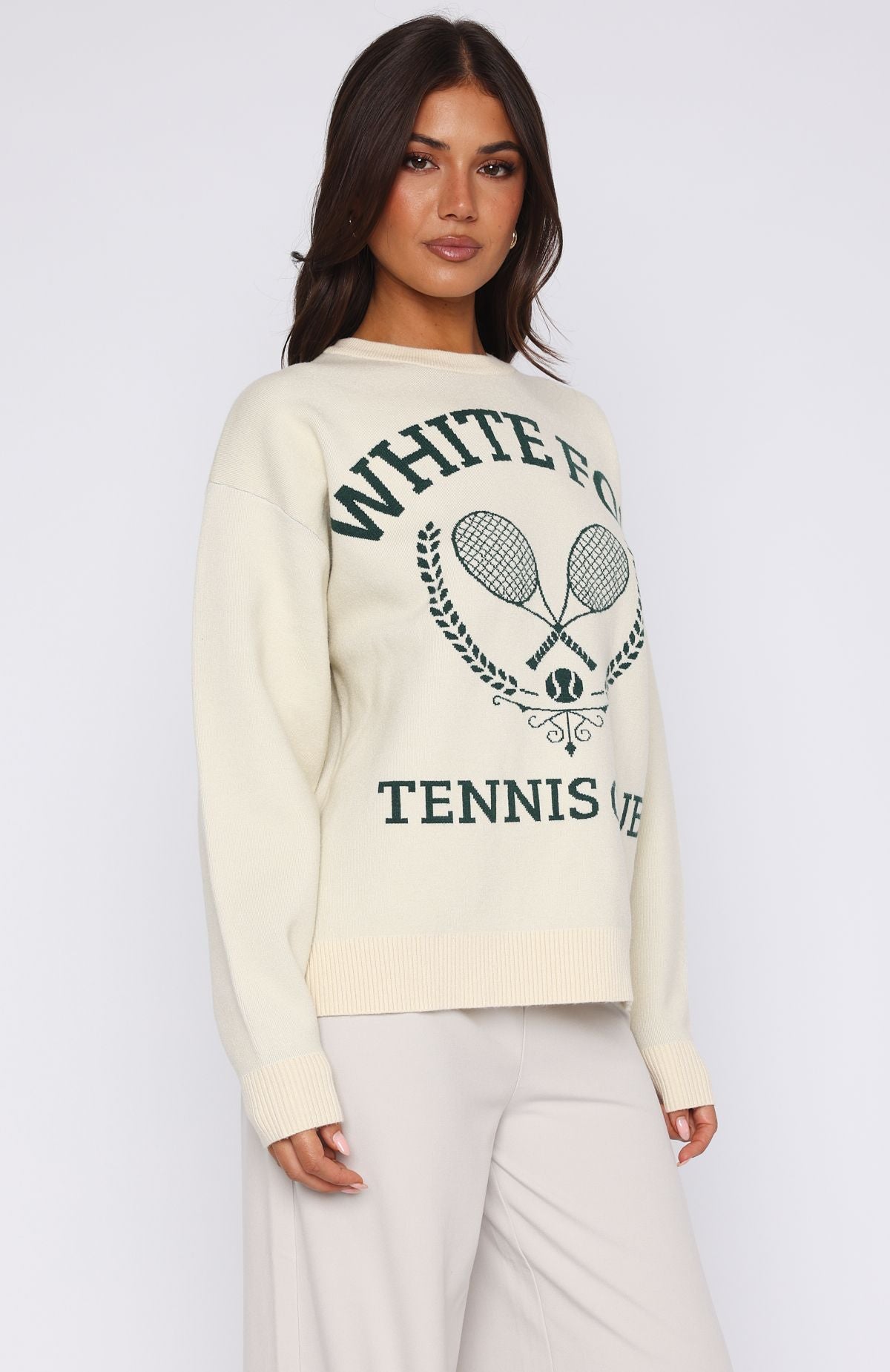 Tennis Club Knit Sweater Cream - Image 3
