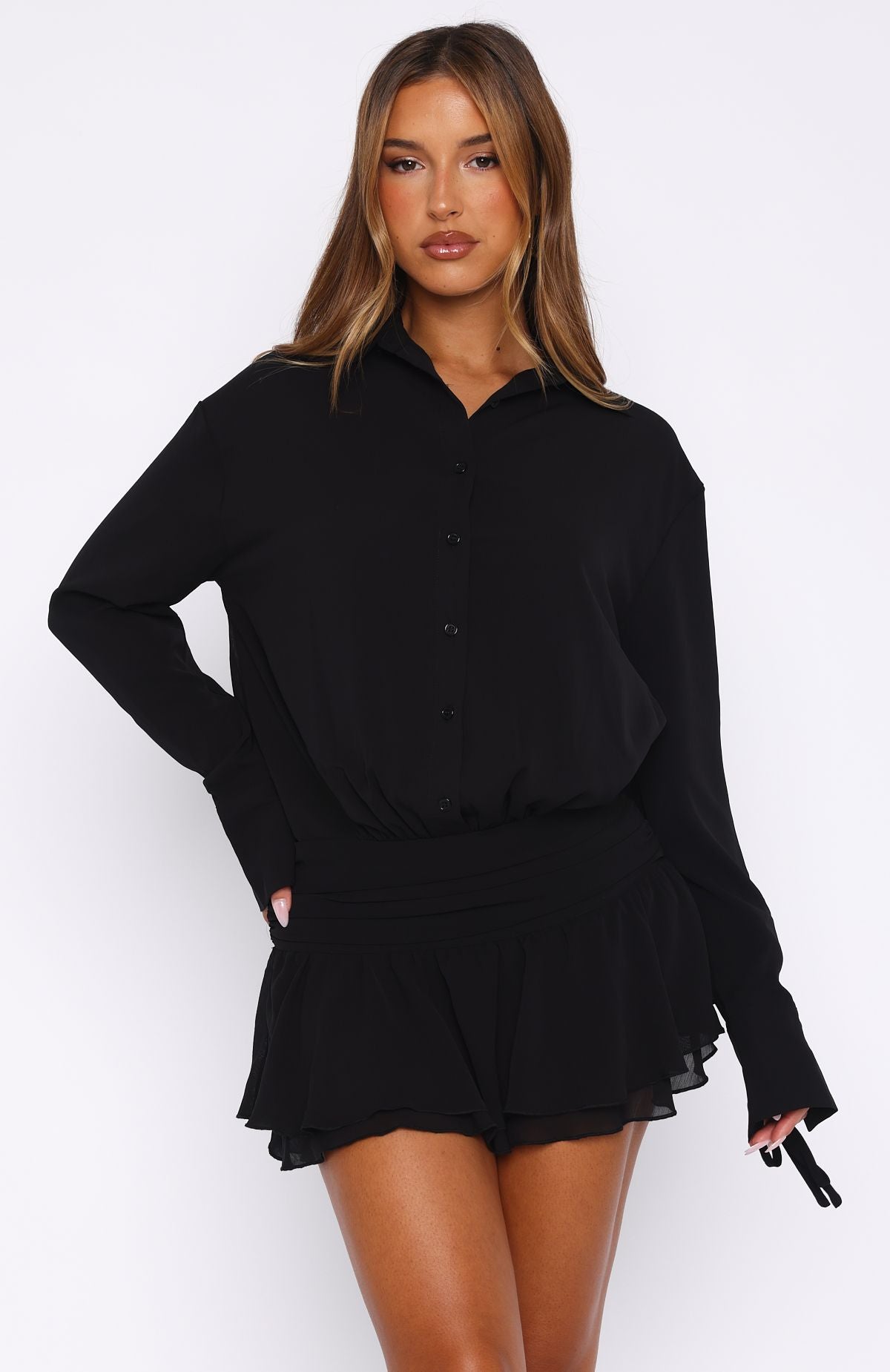 Can't Get Me Long Sleeve Mini Dress Black - Image 2