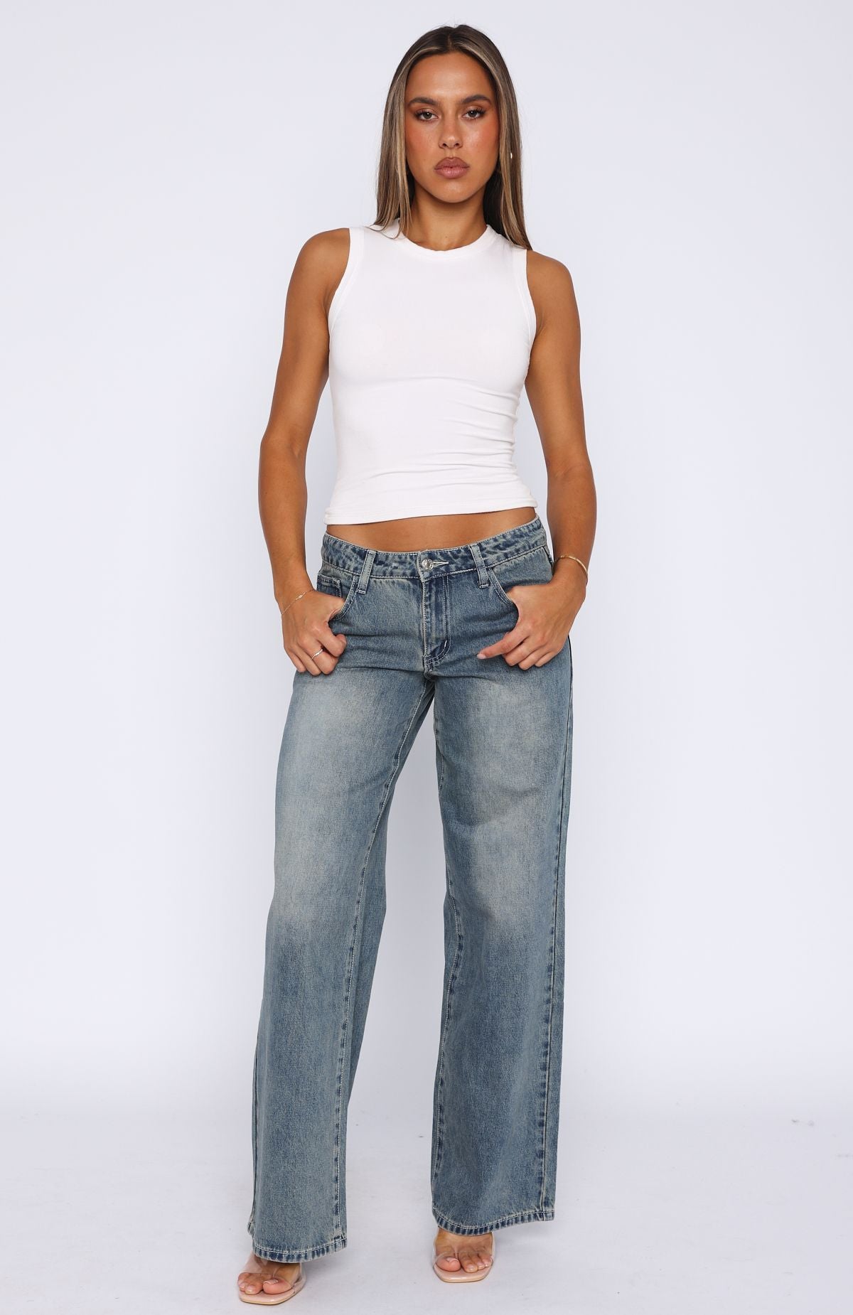 Chelsea Low Rise Straight Leg Jeans Brown Blue Acid - Image 2