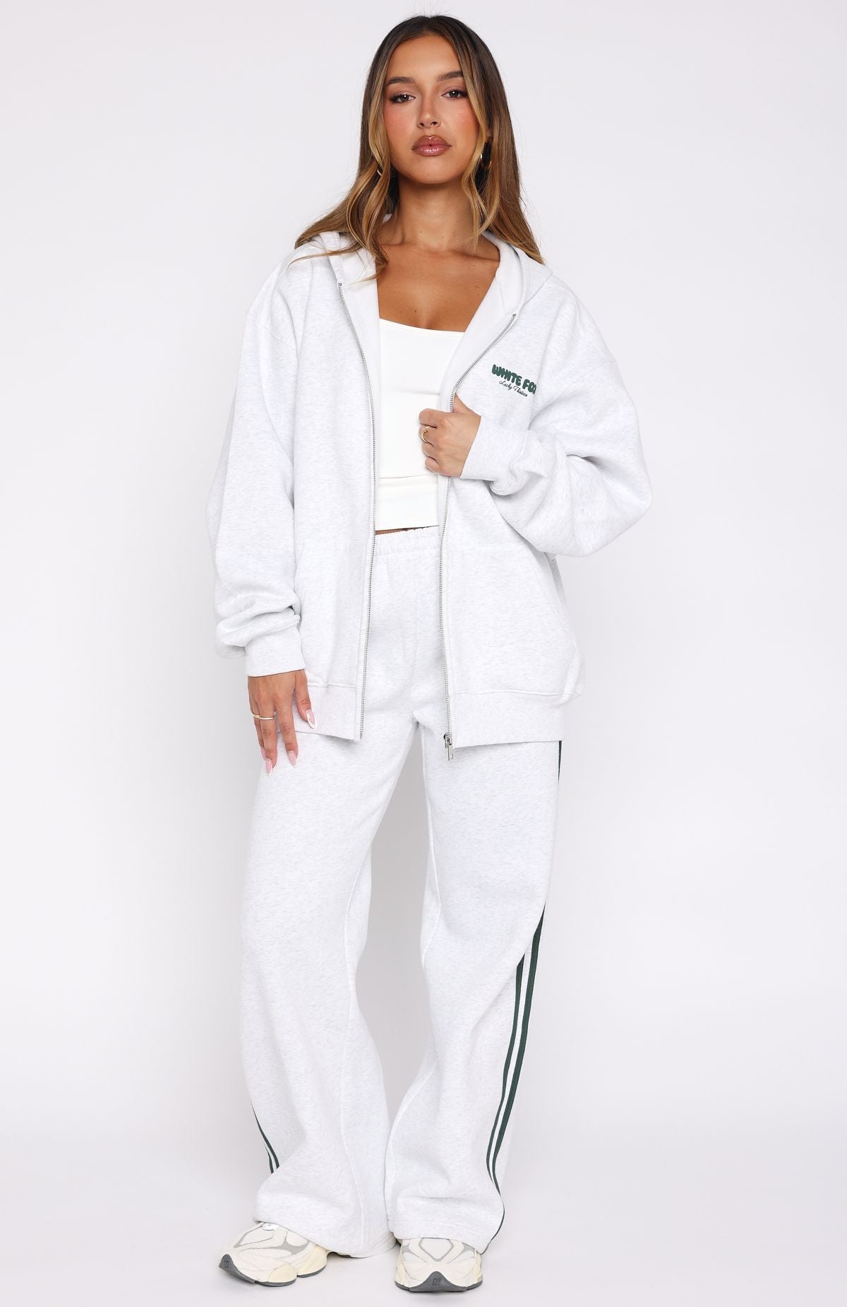 Lucky Thirteen Charise Wide Leg Sweatpants Grey Marle - Image 2