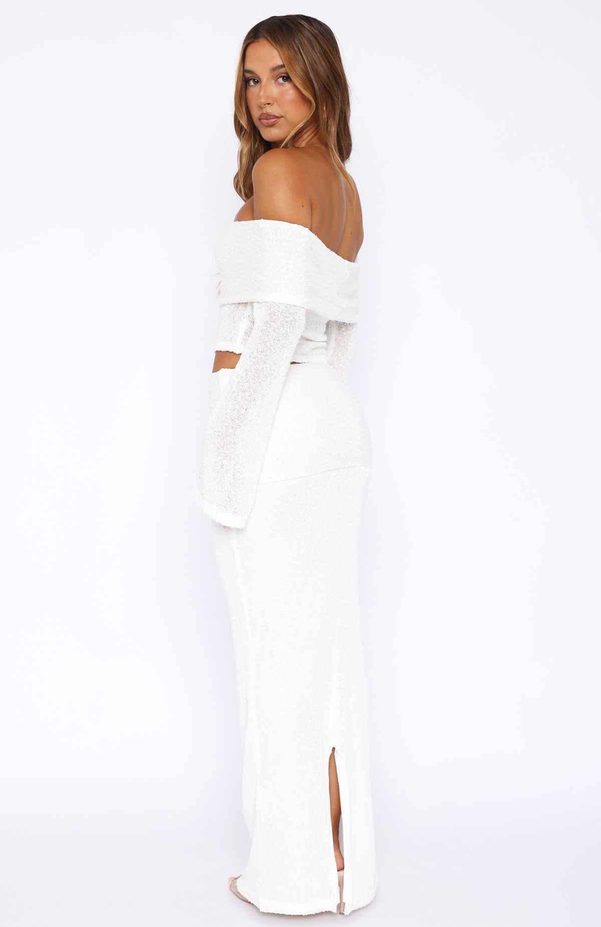 In Too Deep Knit Maxi Skirt White - Image 4