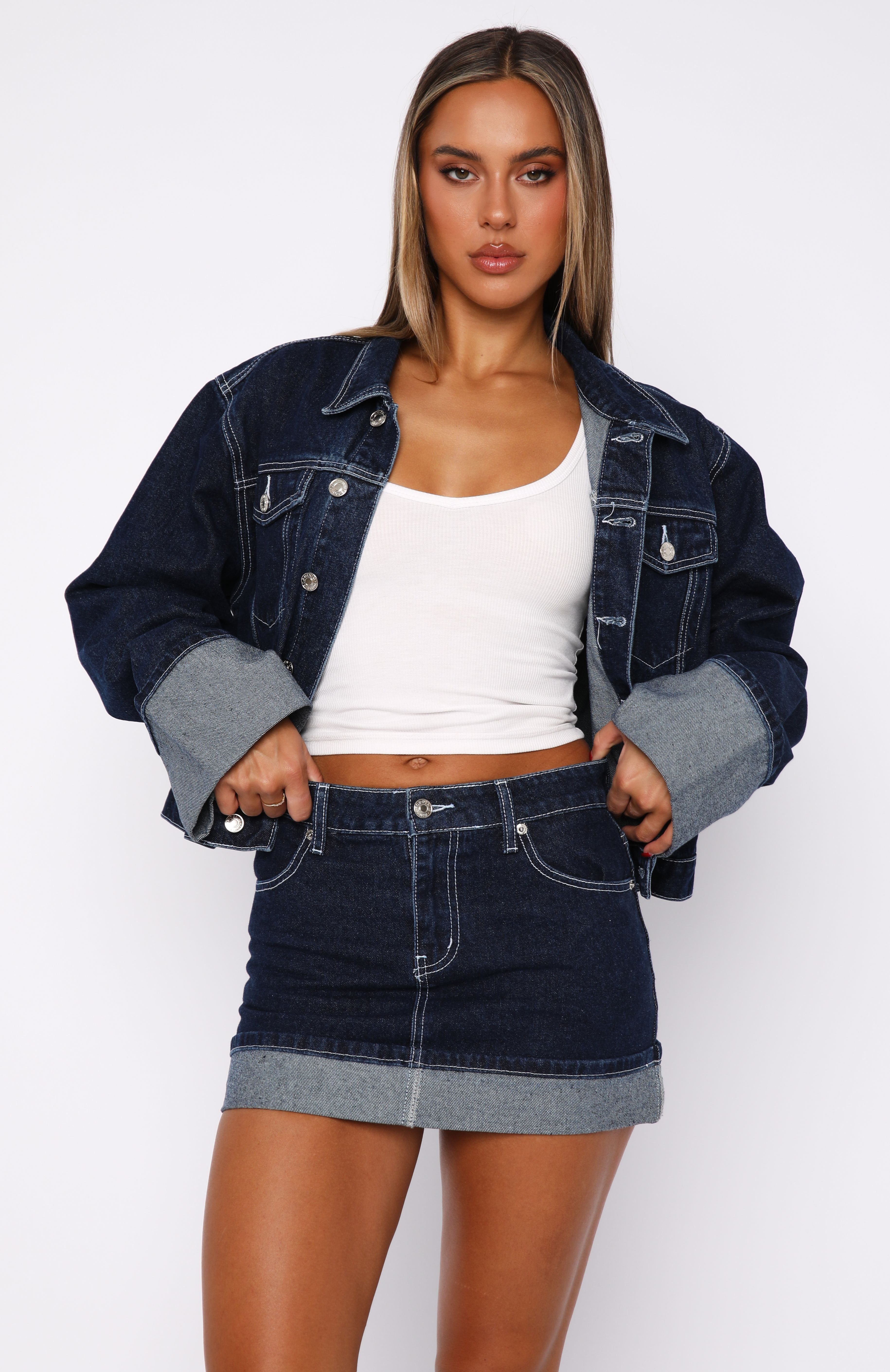 Charlotte Denim Mini Skirt Dark Indigo - Image 2