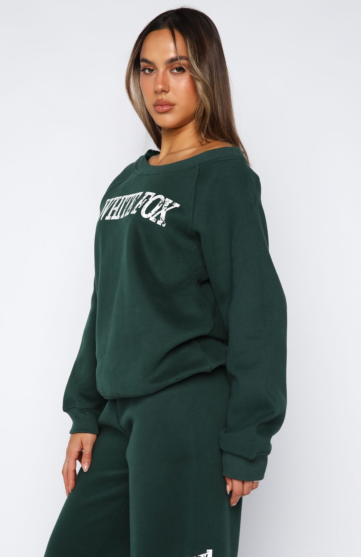 Brand New Start Off Shoulder Sweater Forest Green - Image 3
