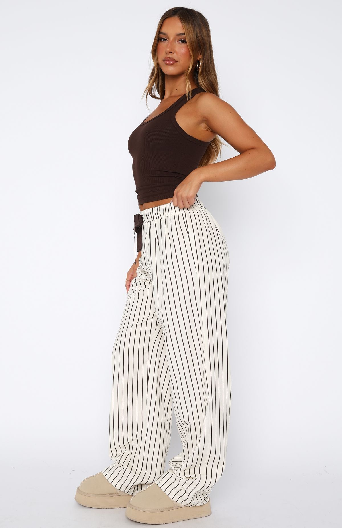 Sweetheart Pyjama Pants Cream/Choc Stripe - Image 3