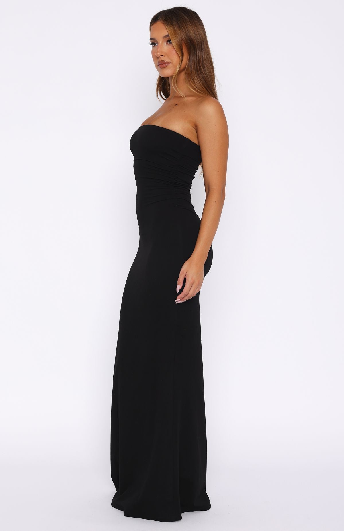 Confidence Is Key Strapless Maxi Dress Black - Image 3