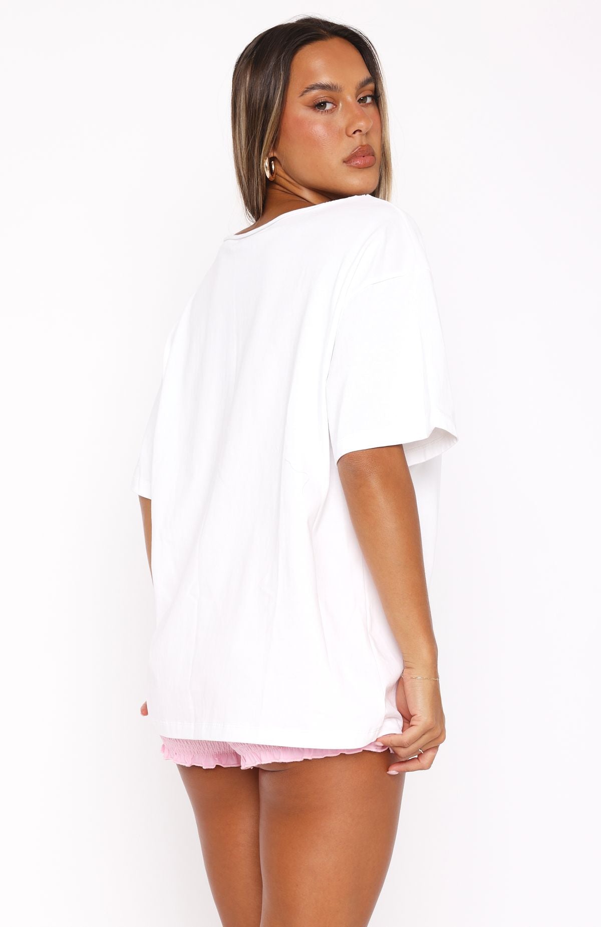 Trial Run Off Shoulder Oversized Tee White - Image 4