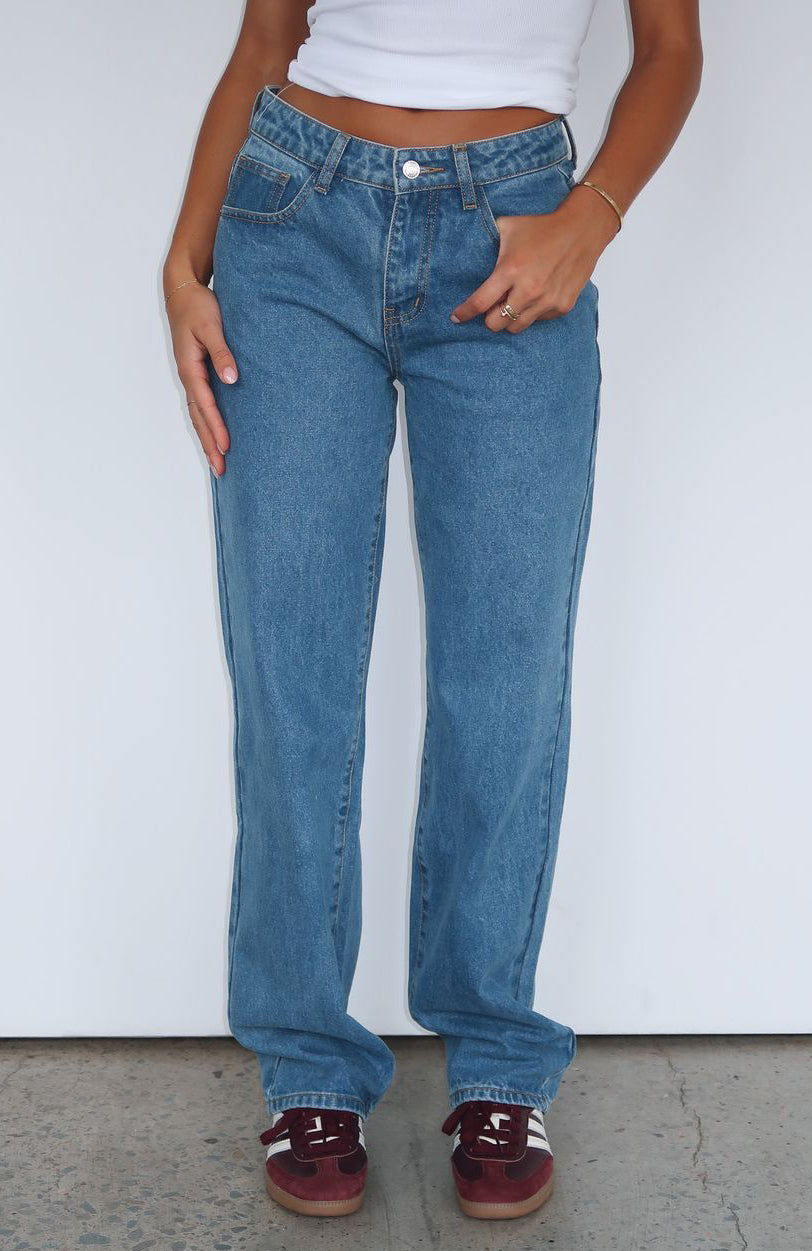 Zara Mid Rise Straight Leg Jeans Admiral Blue - Image 5