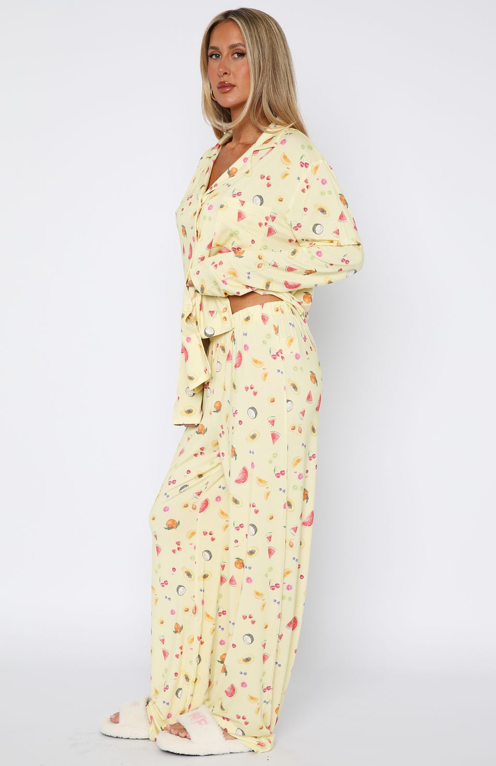 Pillow Talk Printed Long Sleeve Pyjama Set Fruit Salad - Image 3