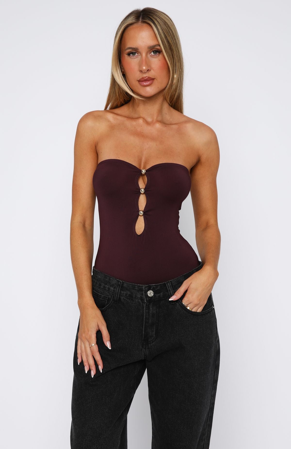 Top Of The Game Strapless Bodysuit Plum - Image 4