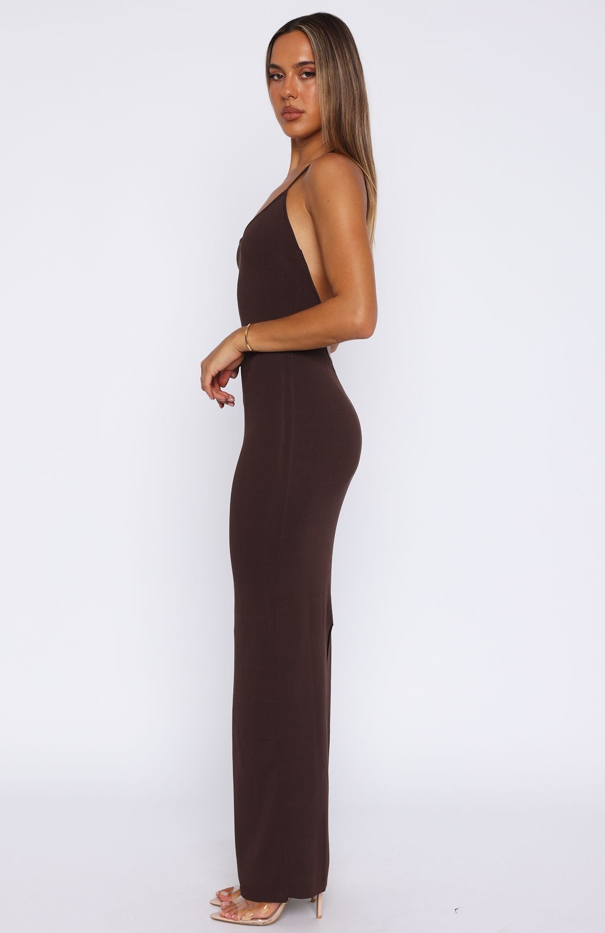 Don't Need Permission Maxi Dress Chocolate - Image 3