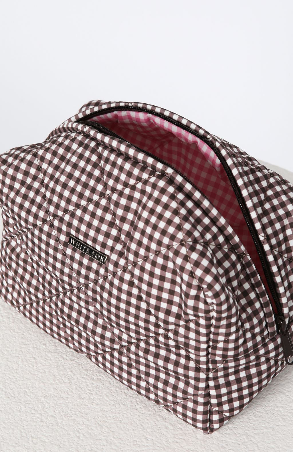 Getting Ready Cosmetic Bag Choc Gingham - Image 5