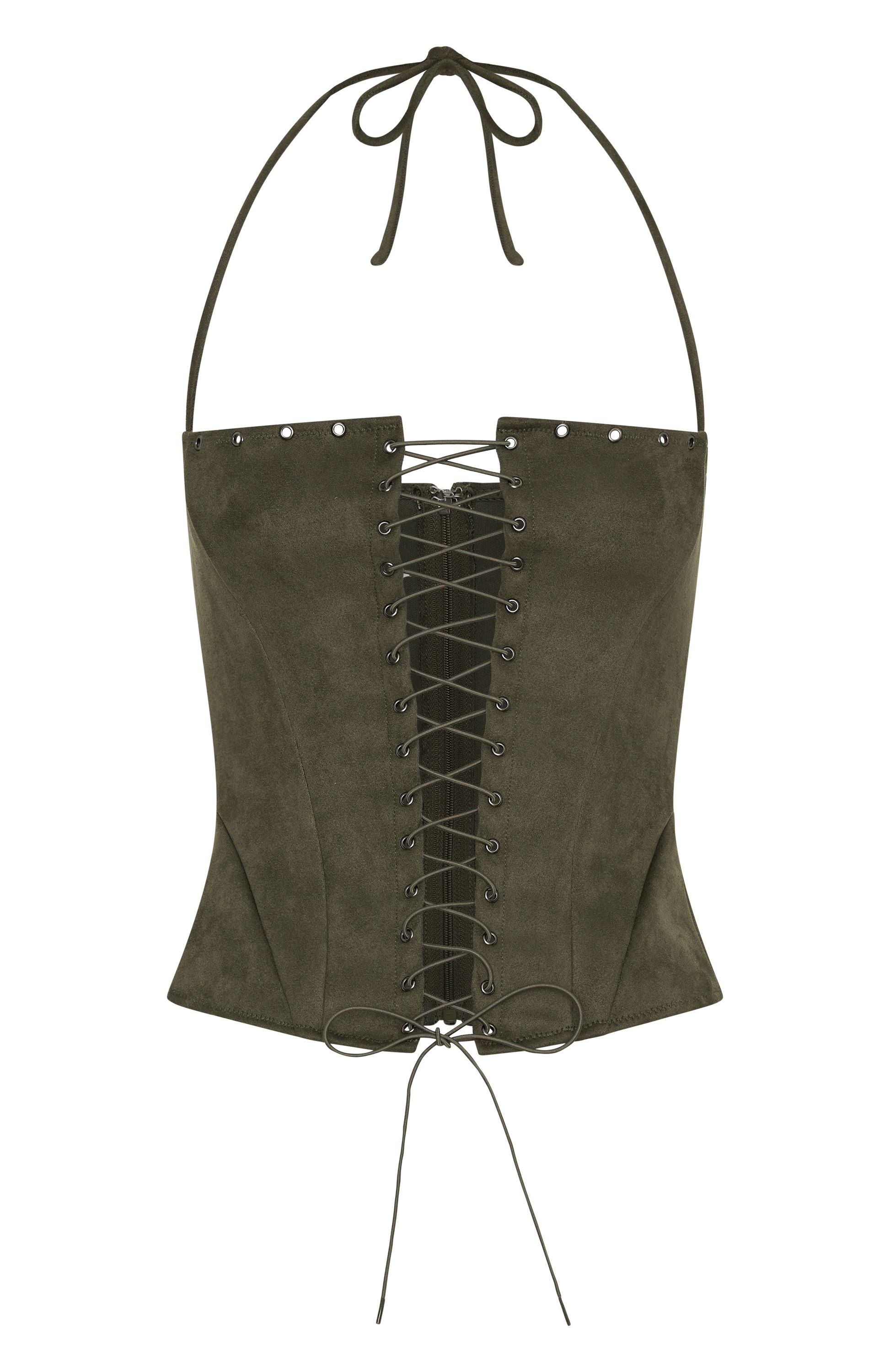 Don't Speak Faux Suede Bustier Cactus - Image 5