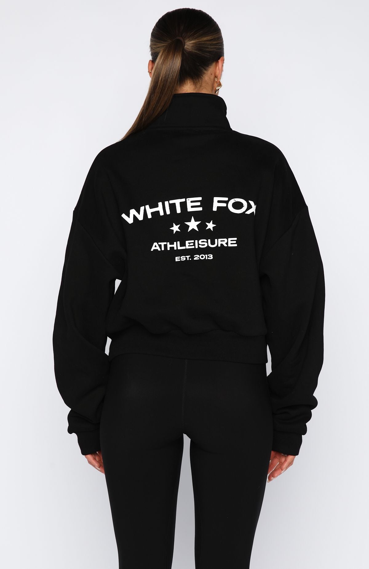 For What It's Worth Boxy Quarter Zip Sweater Black - Image 4