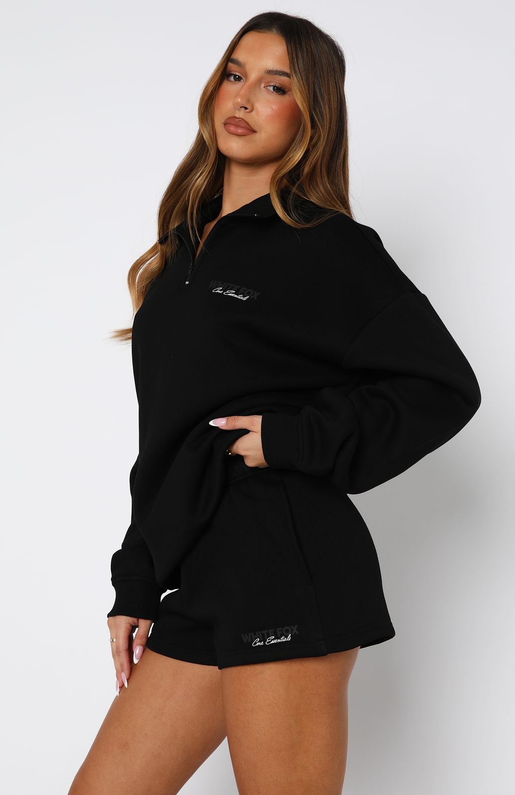 Core Essentials Zip Sweater Black - Image 3