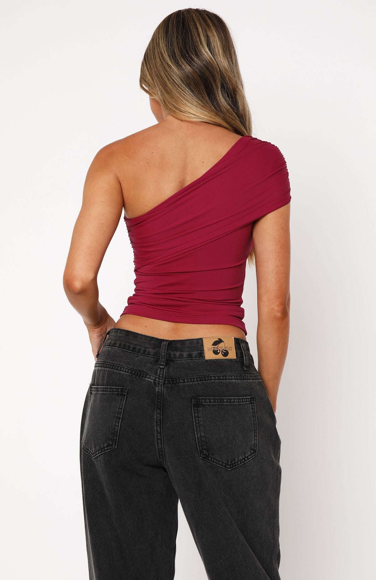 Don't Worry About It One Shoulder Top Berry - Image 4