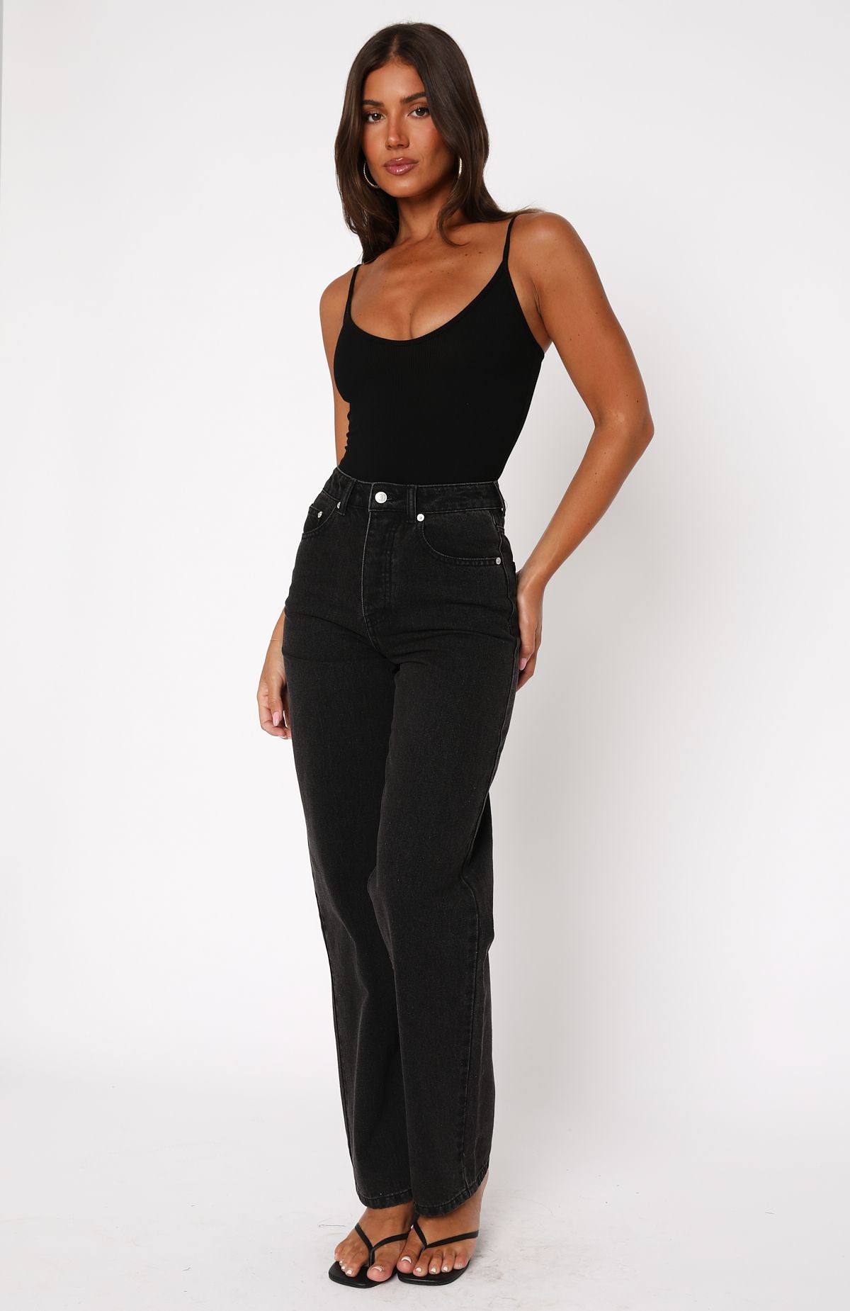 One Call Away High Rise Straight Leg Jeans Vintage Black Wash - Image 3