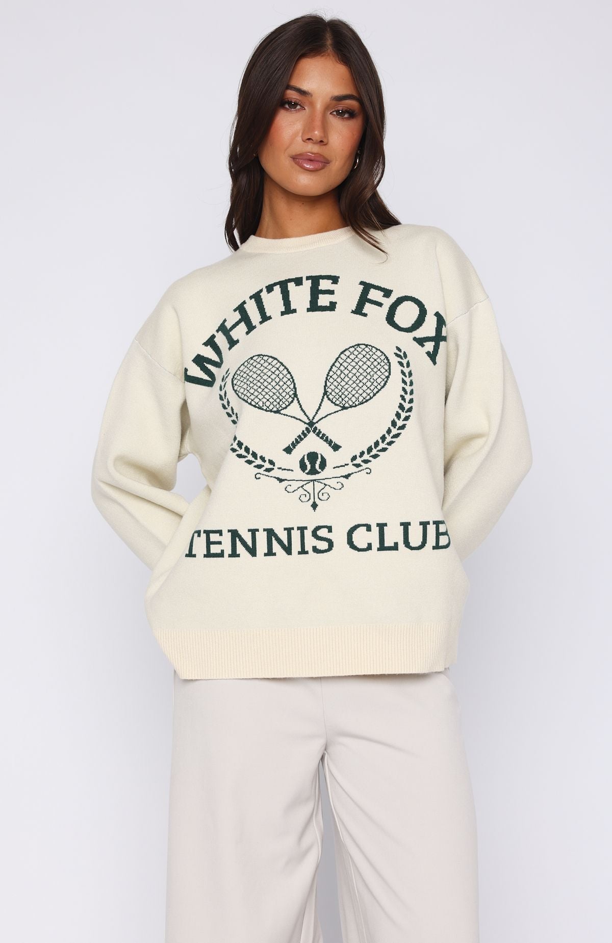 Tennis Club Knit Sweater Cream - Image 2