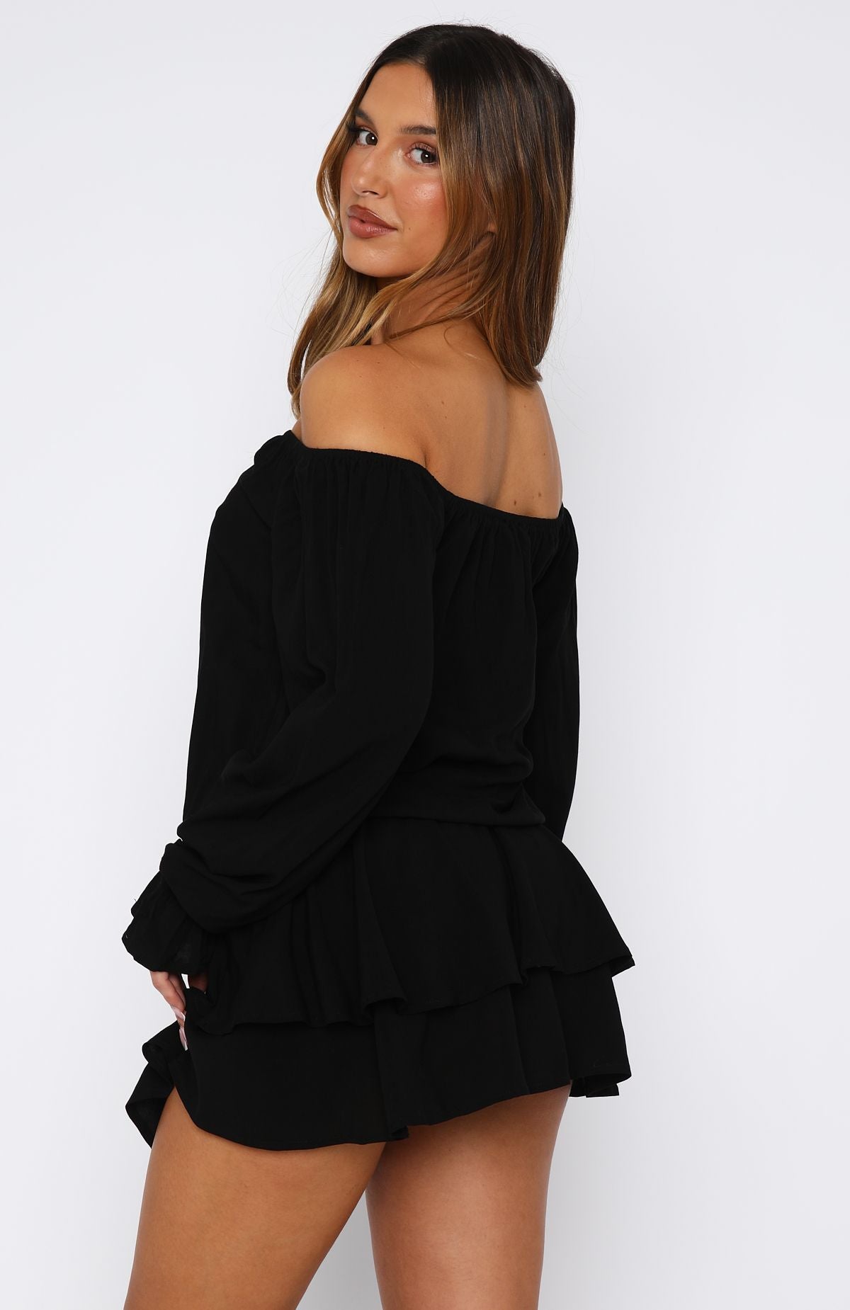 Let Me Long Sleeve Mini Dress Black - Image 5