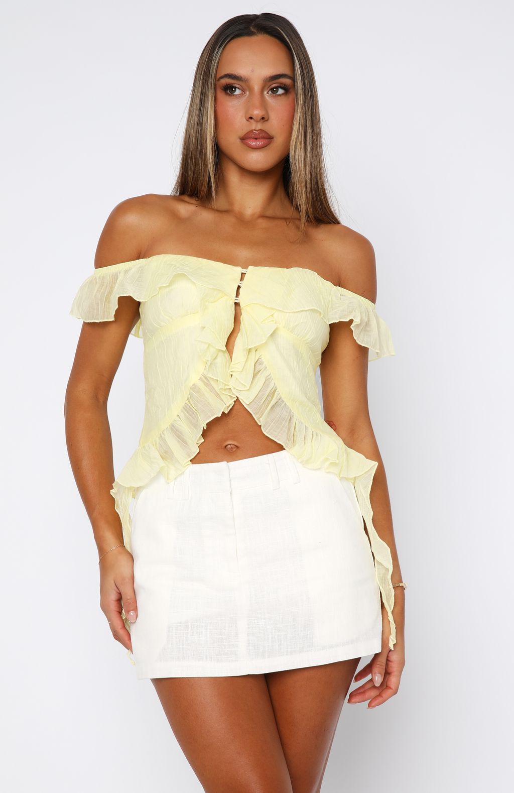 Love The View Off Shoulder Top Lemon - Image 2