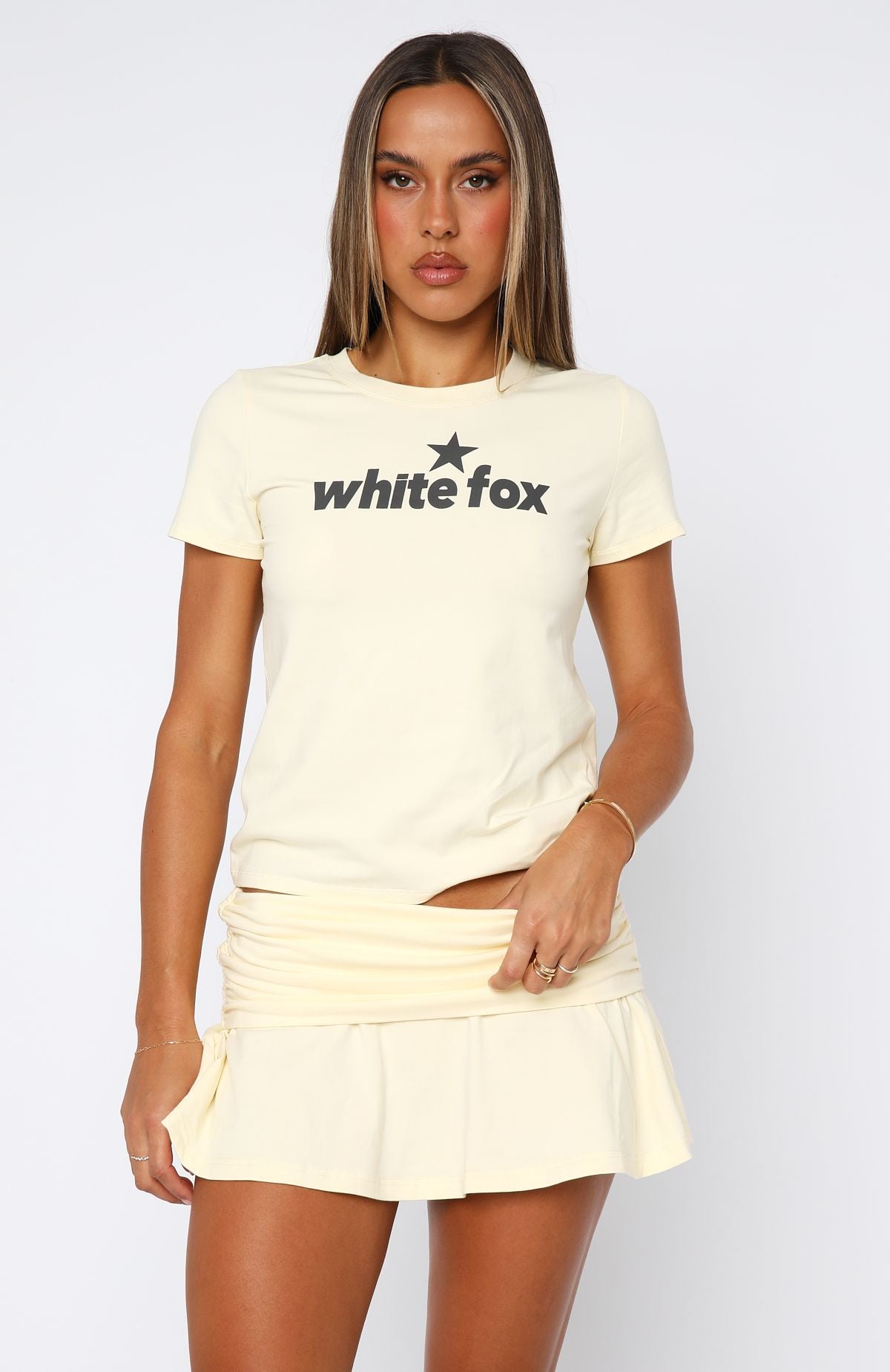 From The Archives Charli Relaxed Baby Tee Lemon - Image 2