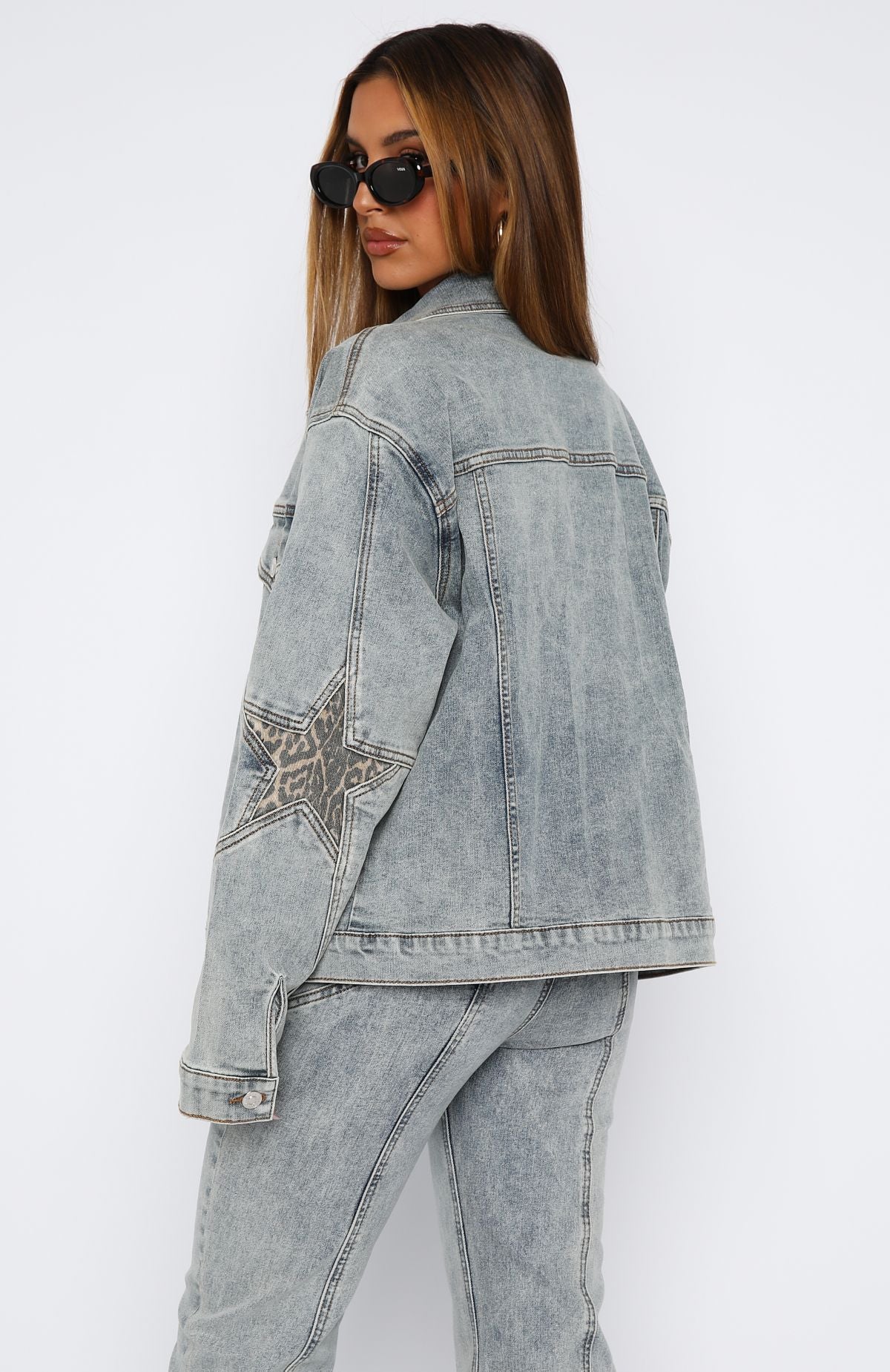 Zoe Oversized Denim Jacket Light Blue Acid - Image 5