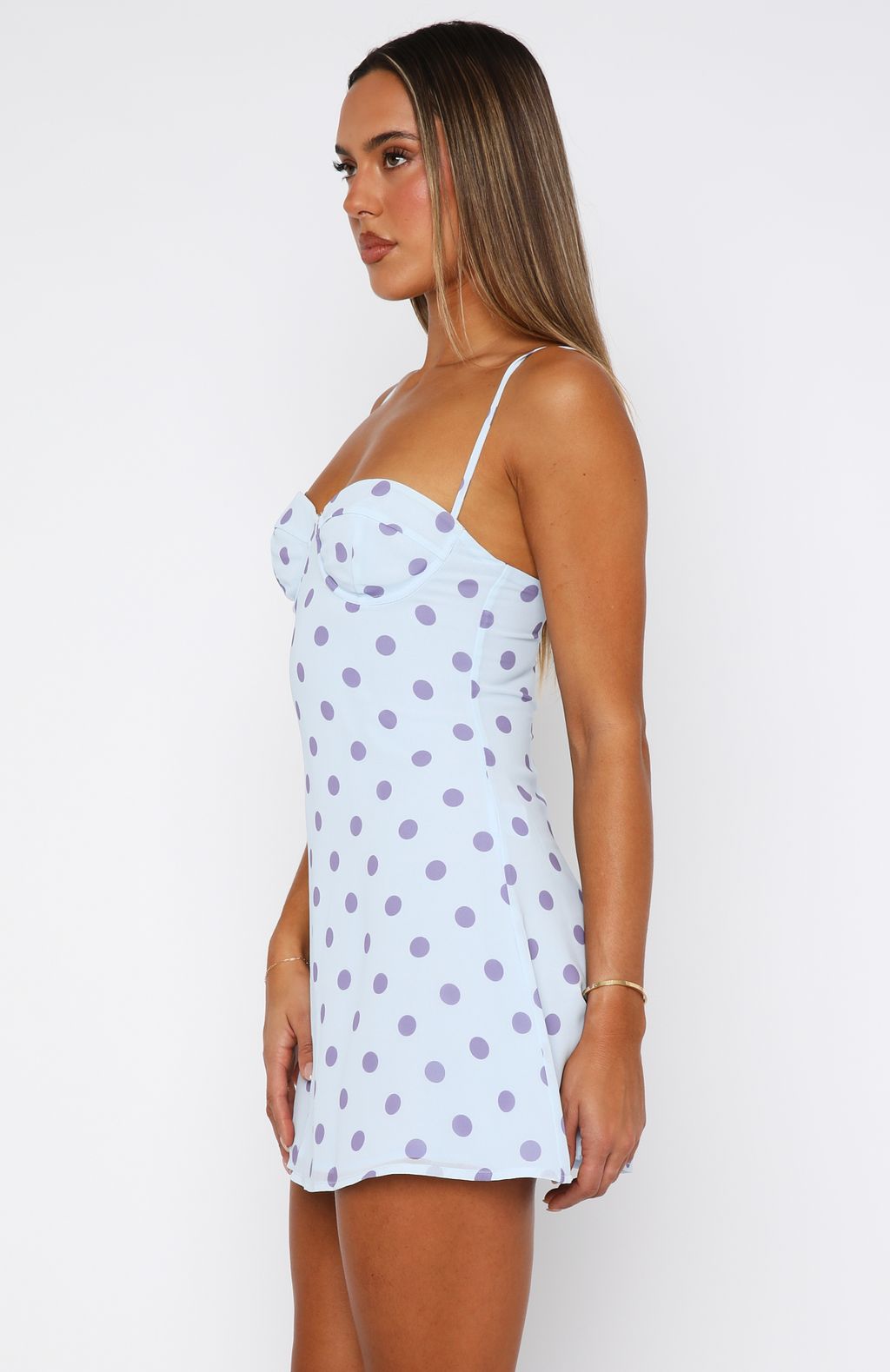 In The Back Of My Mind Mini Dress Baby Blue Polka Dot - Image 3