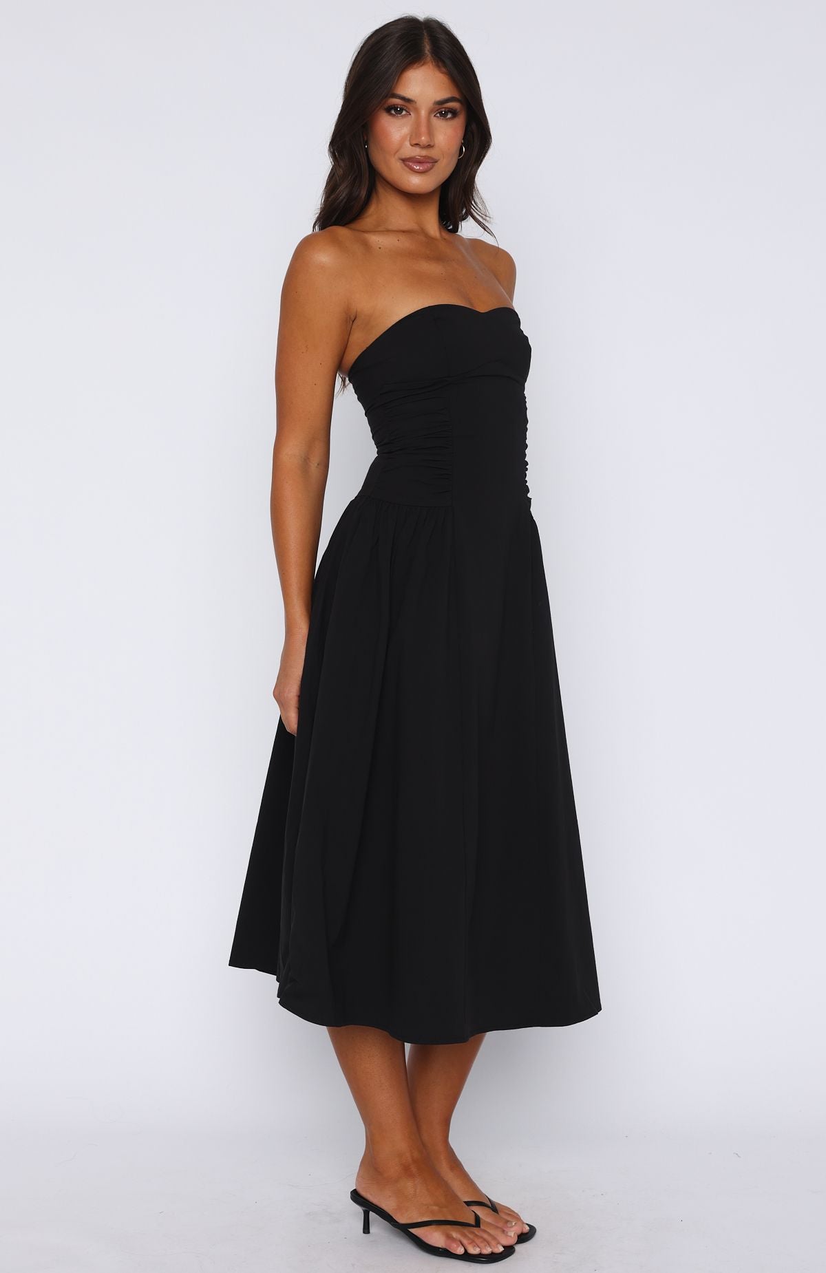 Rich In Love Strapless Midi Dress Black - Image 3