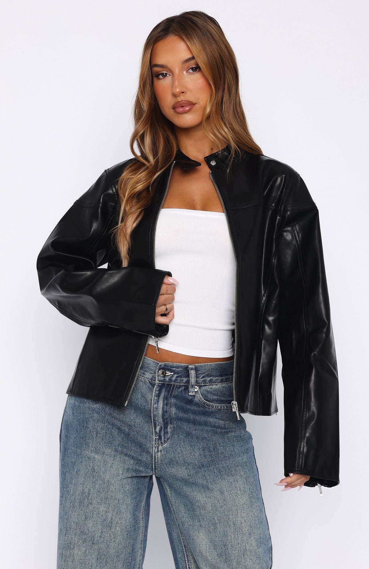 Dazed PU Jacket Jet Black - Image 2