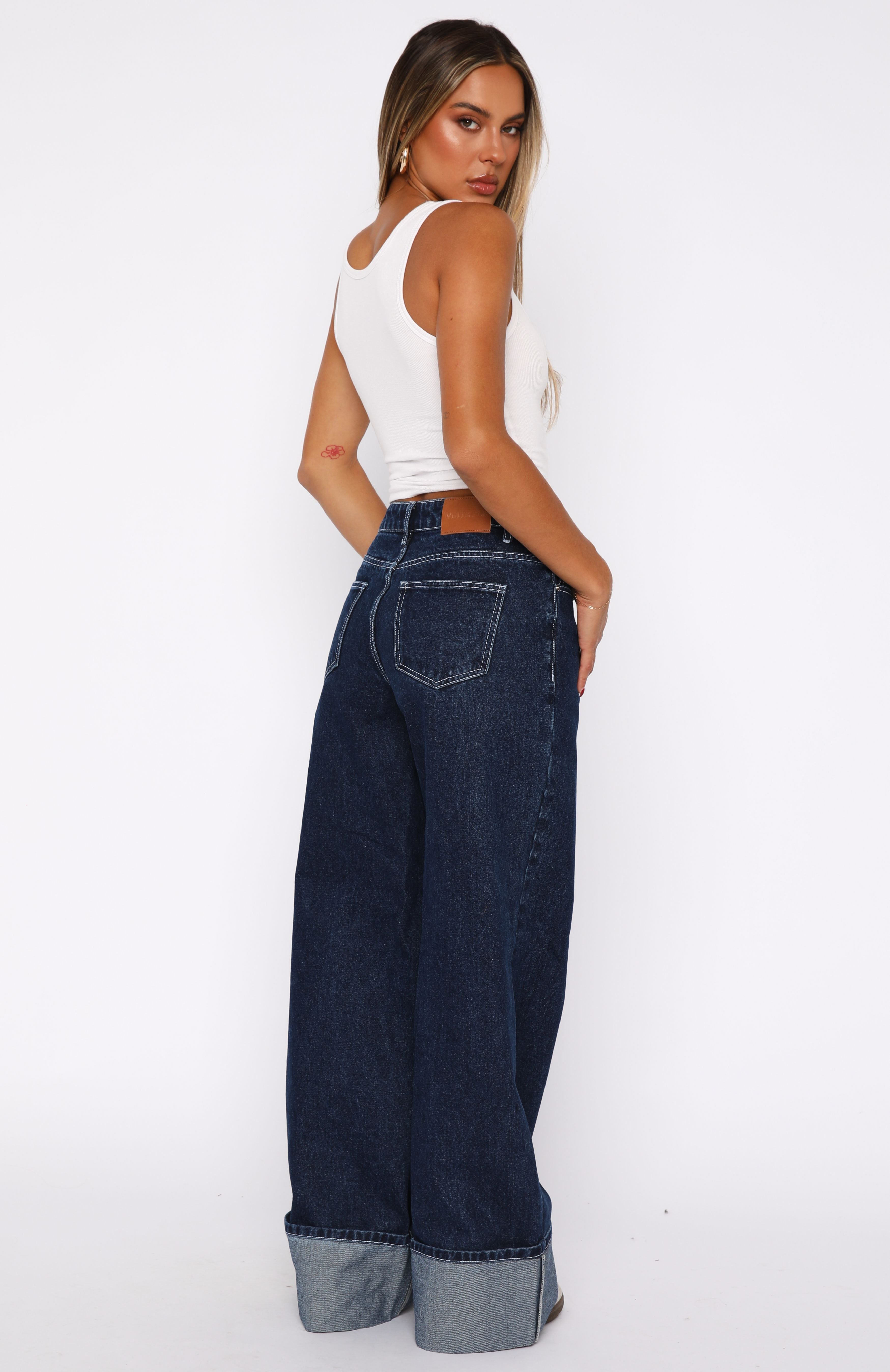 Charlotte Mid Rise Wide Leg Jeans Dark Indigo - Image 4