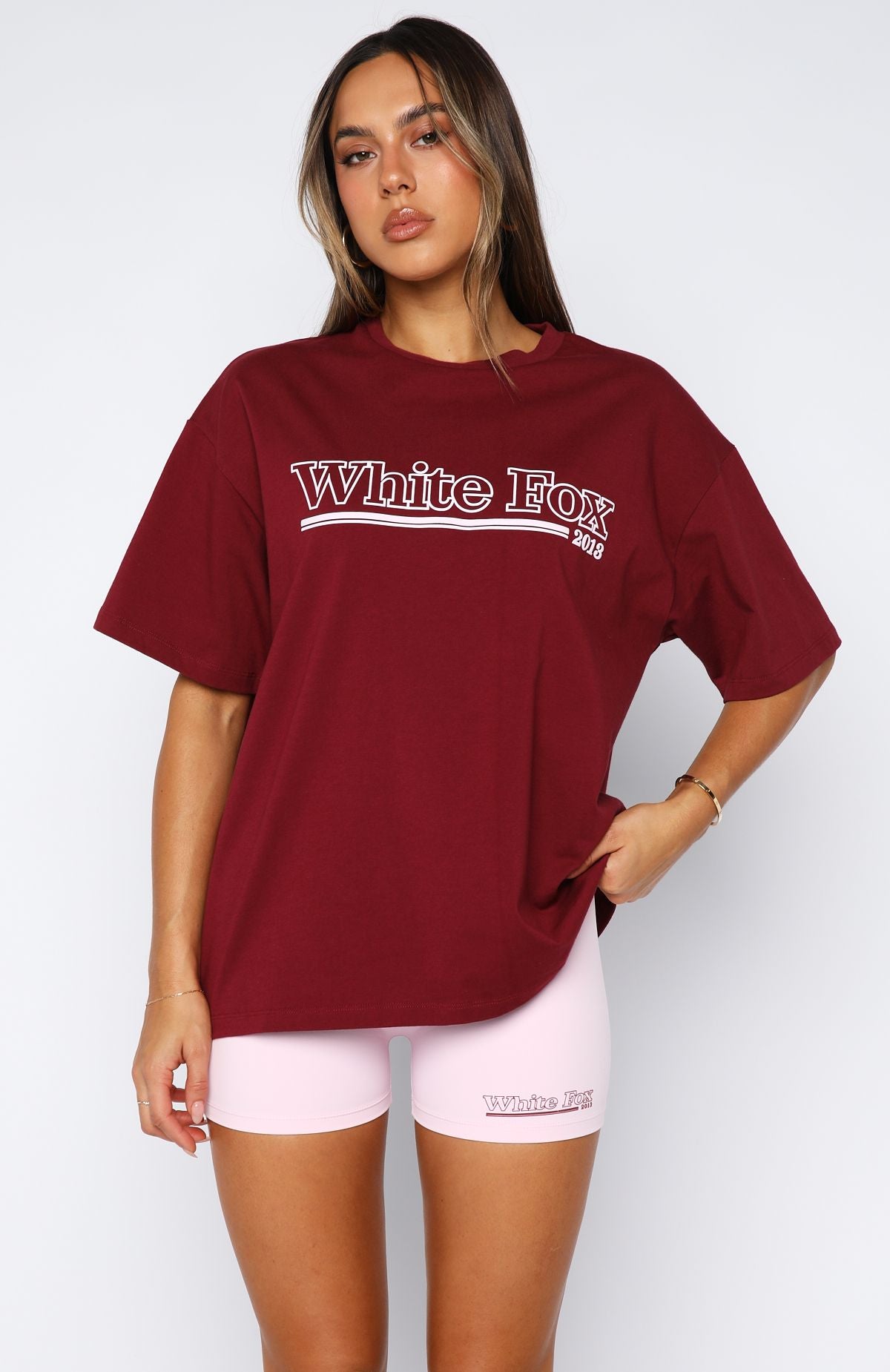 No Hesitation Oversized Tee Burgundy - Image 2