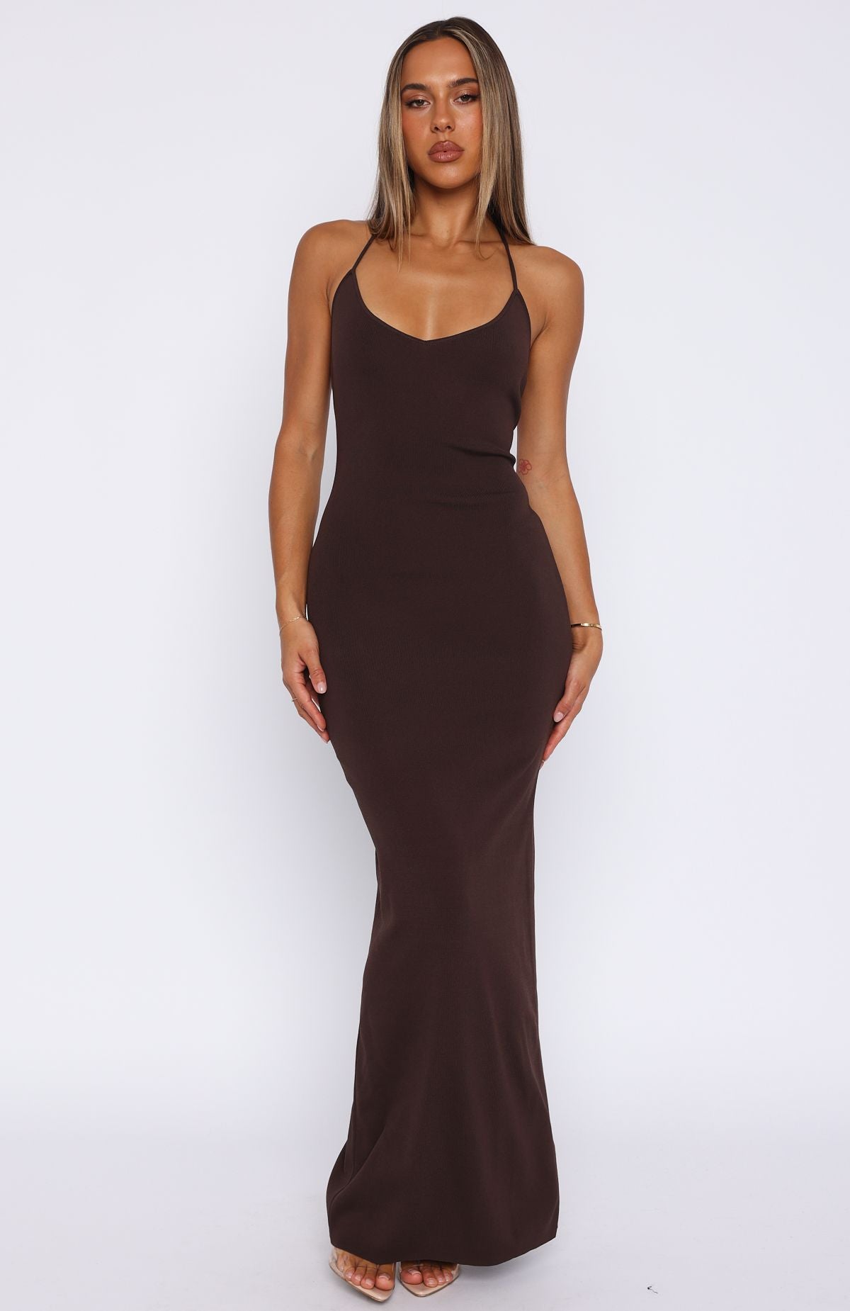 Don't Need Permission Maxi Dress Chocolate - Image 2