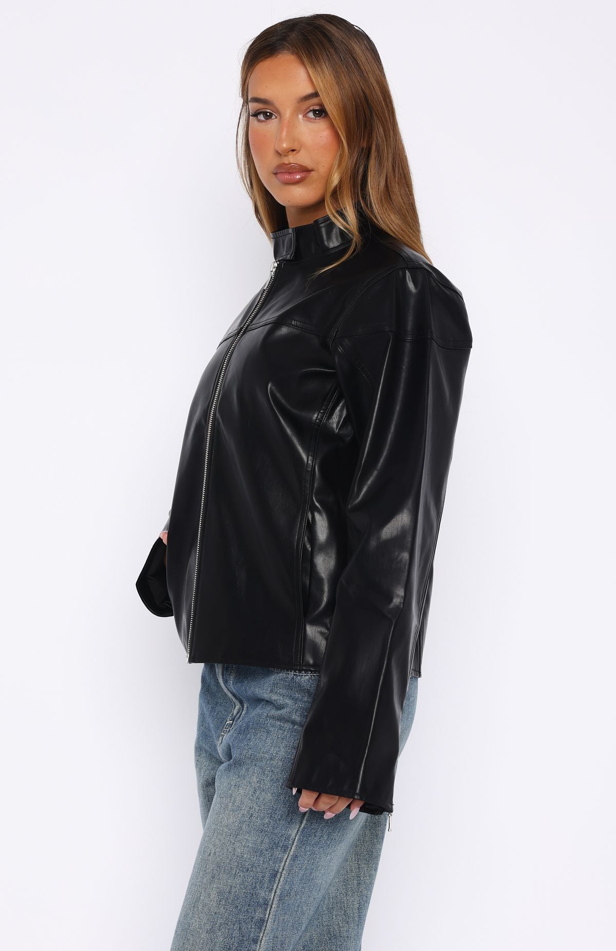 Dazed PU Jacket Jet Black - Image 3
