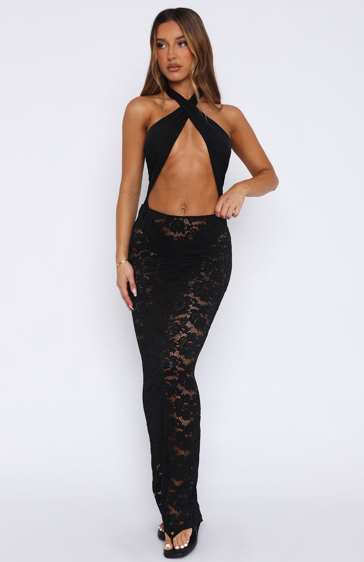 Take Time Lace Maxi Skirt Black - Image 2