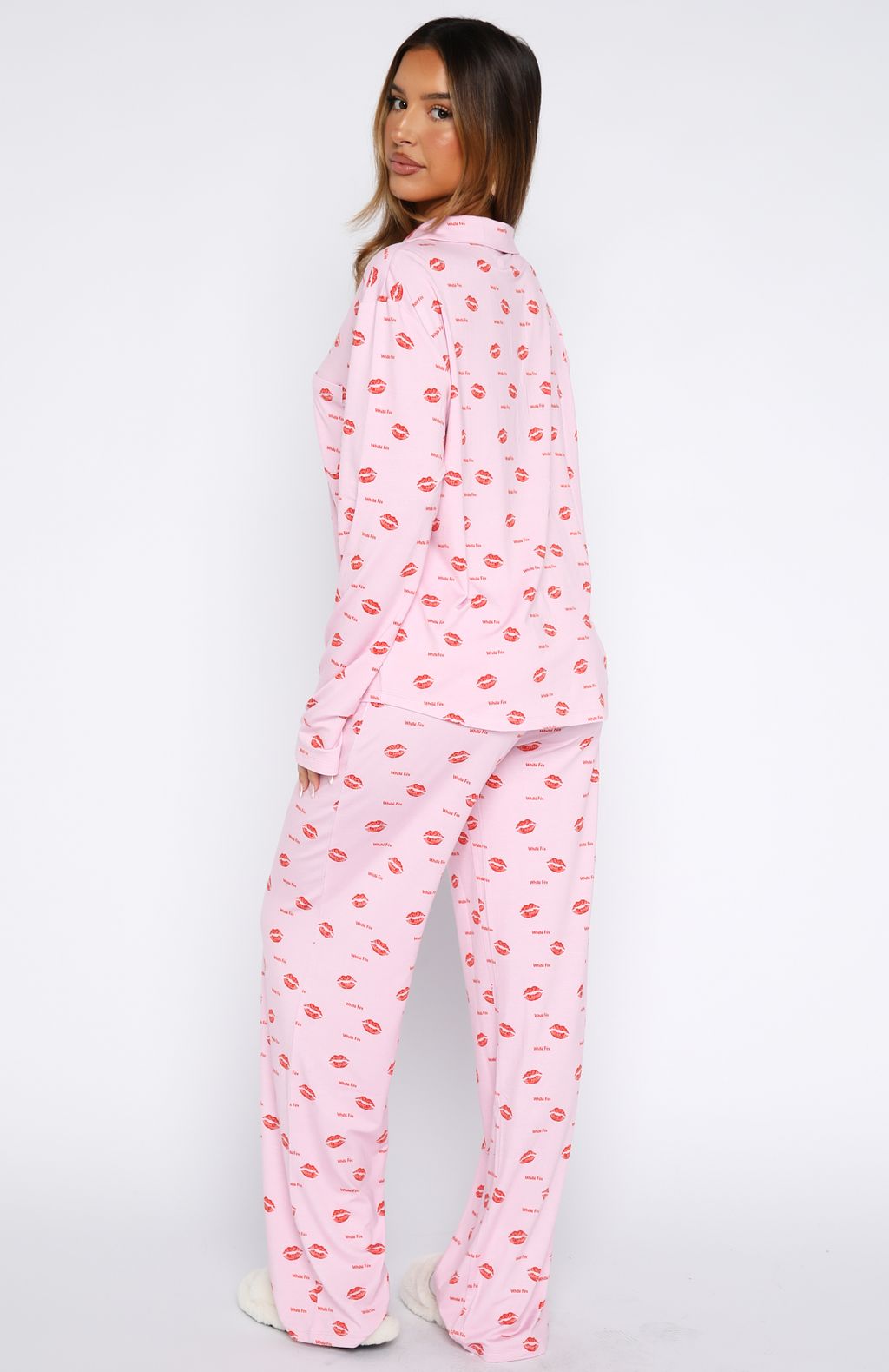 Pillow Talk Printed Long Sleeve Pyjama Set Strawberry Kisses - Image 4