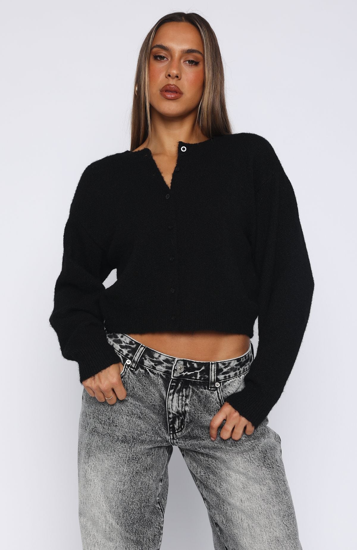 Warm Whispers Knit Cardigan Black - Image 2