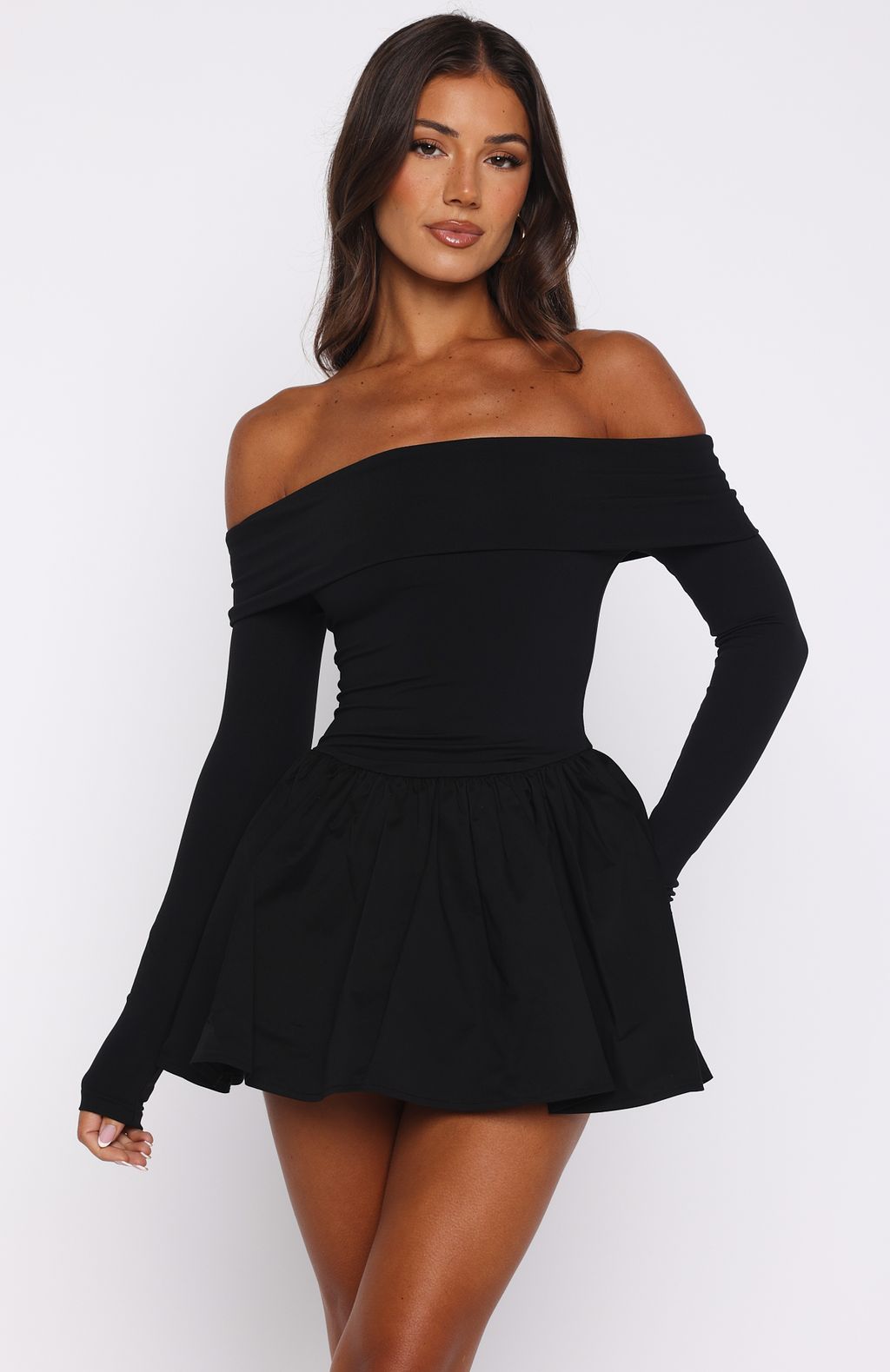 Big Reveal Long Sleeve Mini Dress Black - Image 2