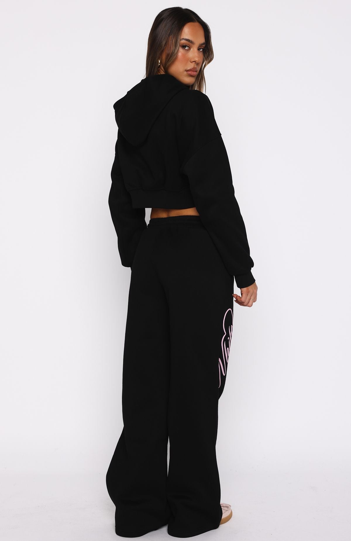 Love You Regardless Wide Leg Sweatpants Black - Image 4