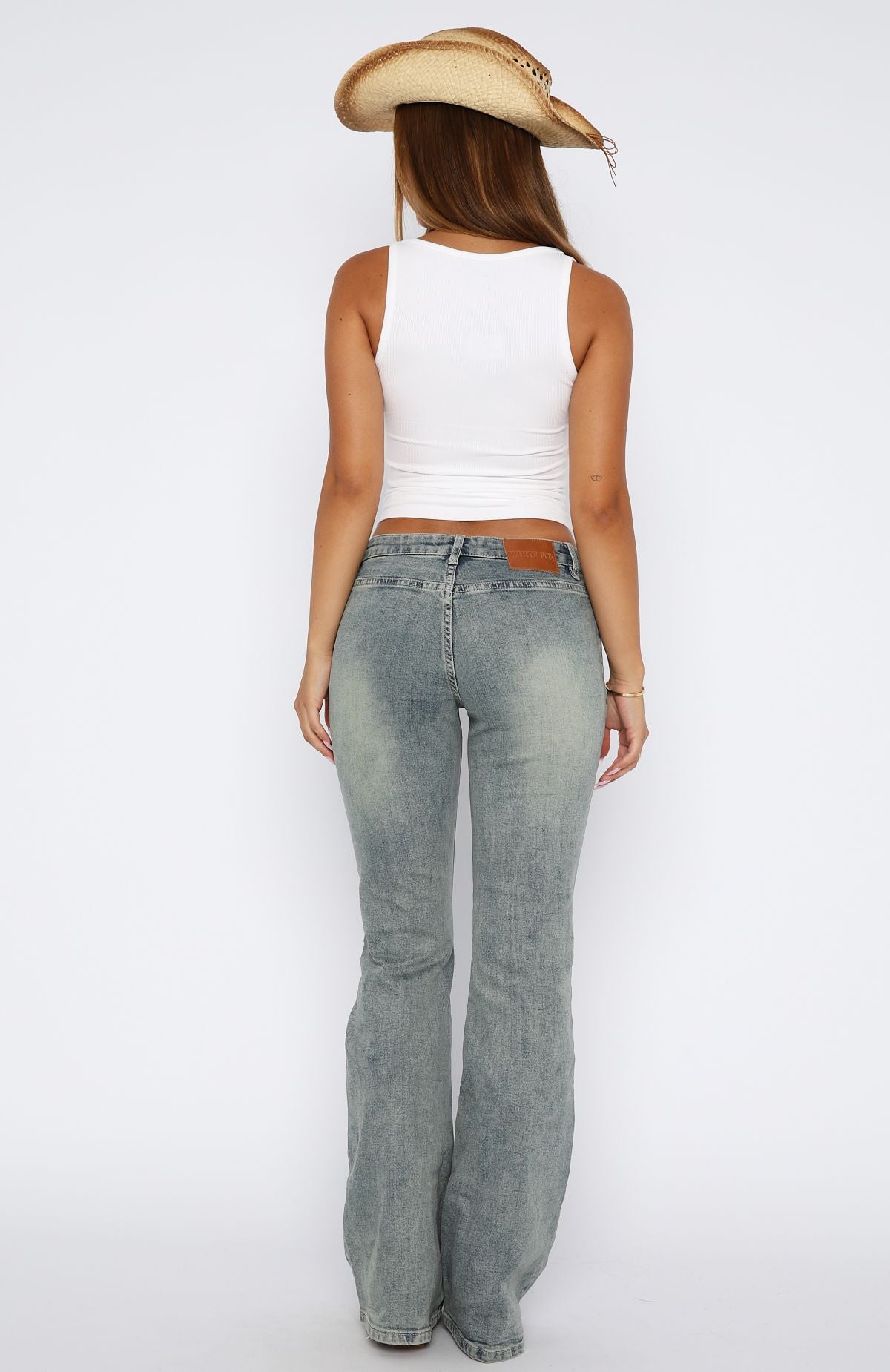 Original Trendsetter Low Rise Flare Jeans Brown Blue - Image 4