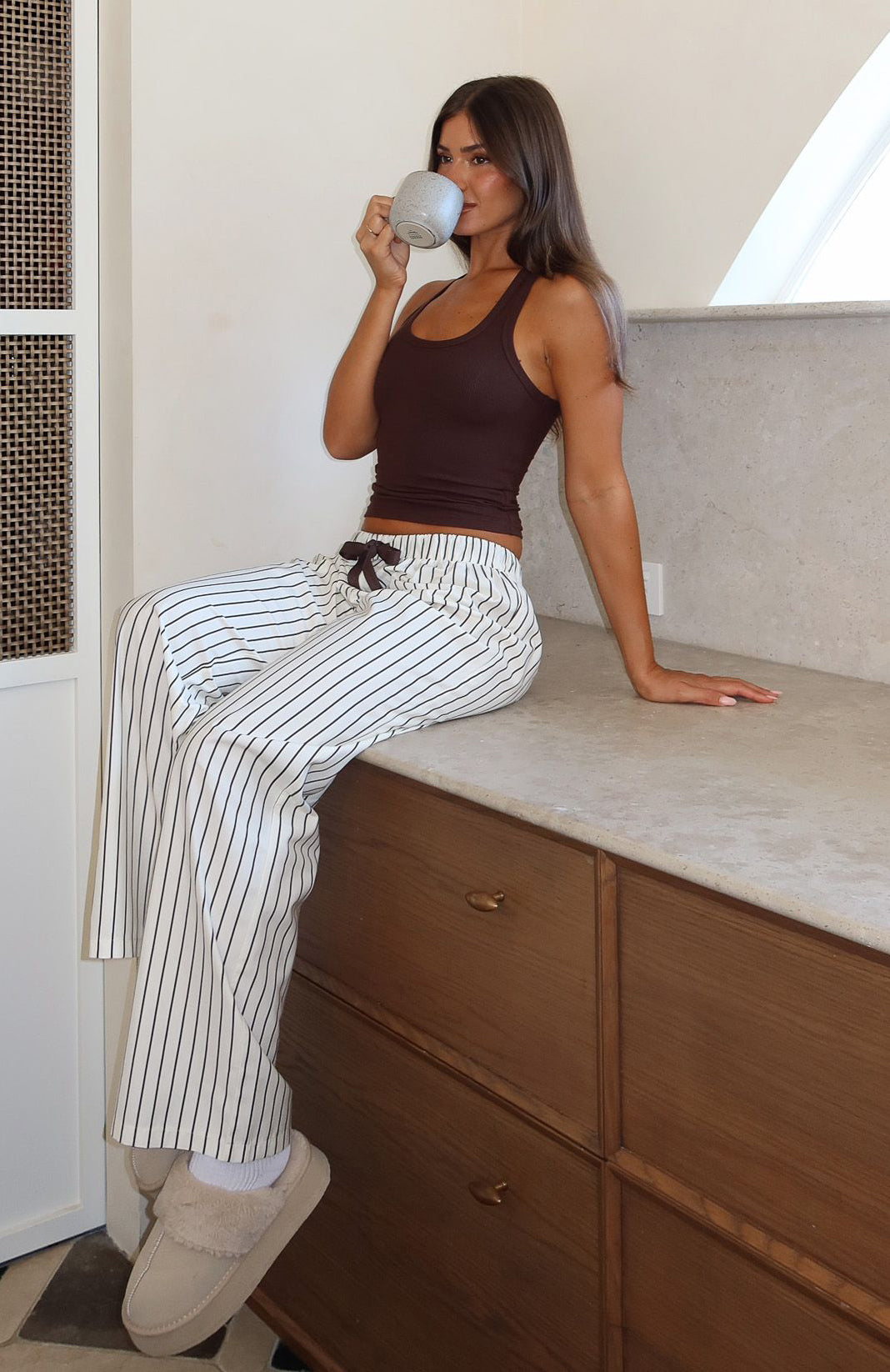 Sweetheart Pyjama Pants Cream/Choc Stripe - Image 5