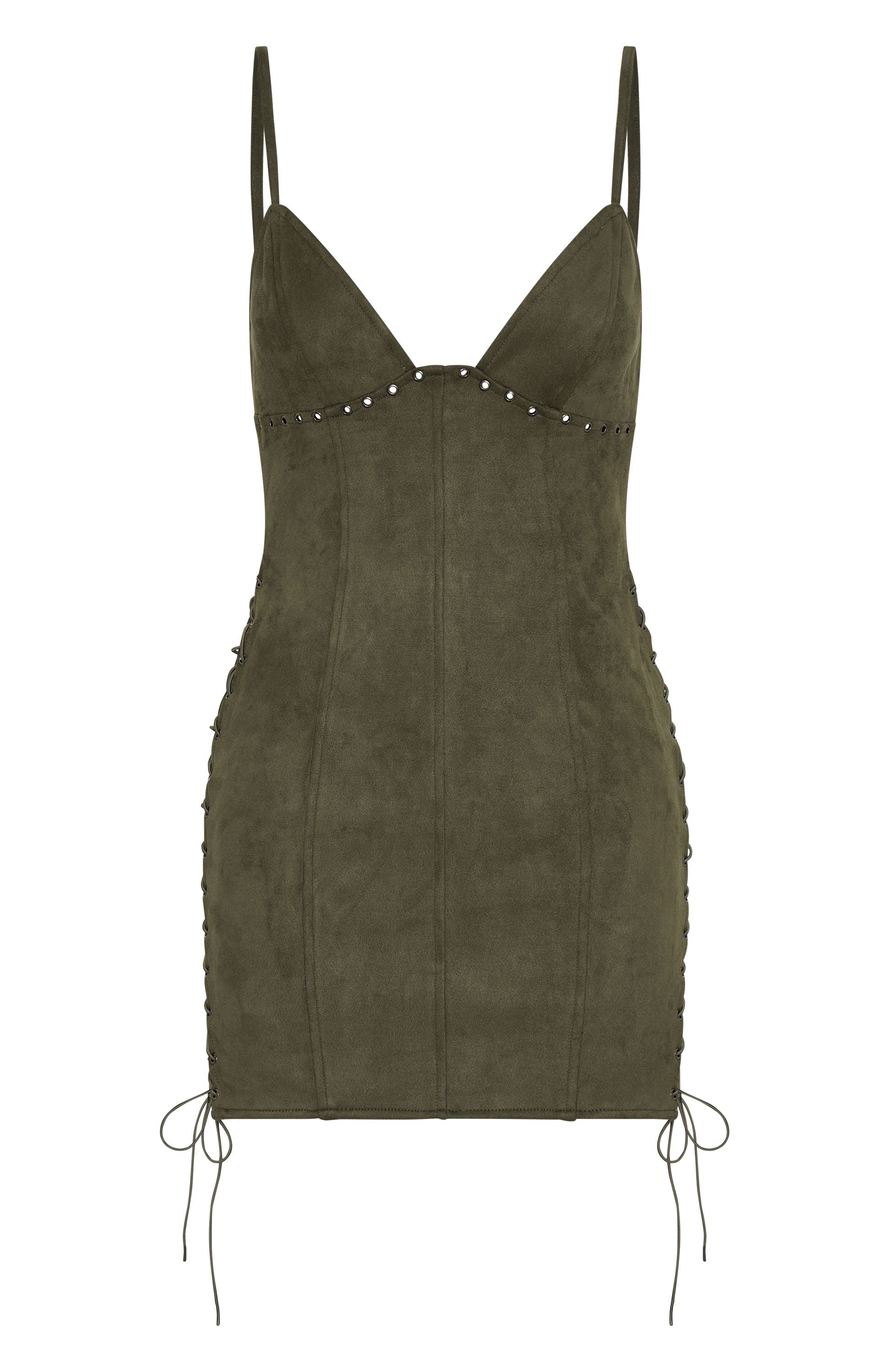 Bratty Faux Suede Mini Dress Cactus - Image 6
