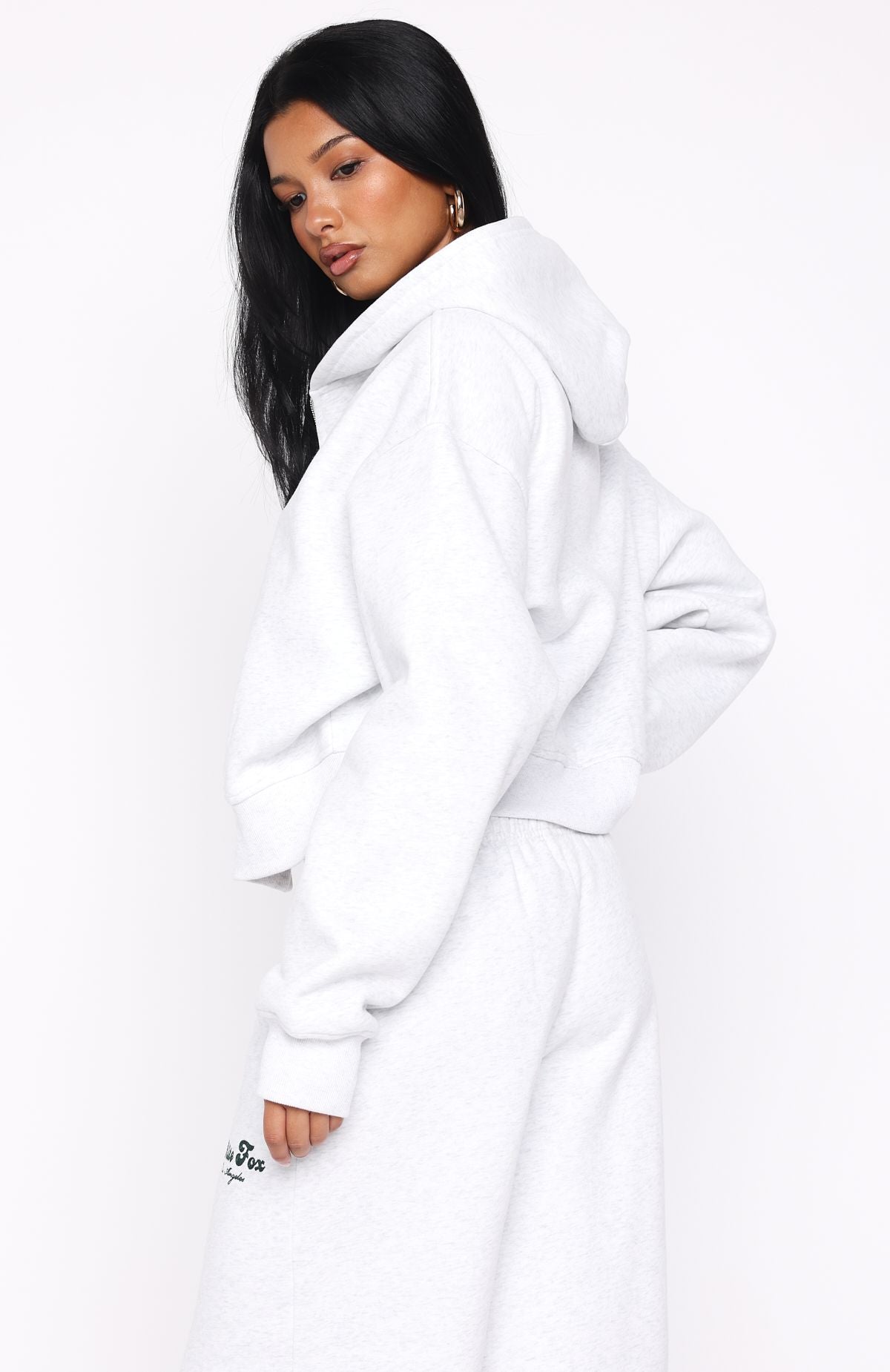 Through Thick And Thin Boxy Zip Front Hoodie Grey Marle - Image 4